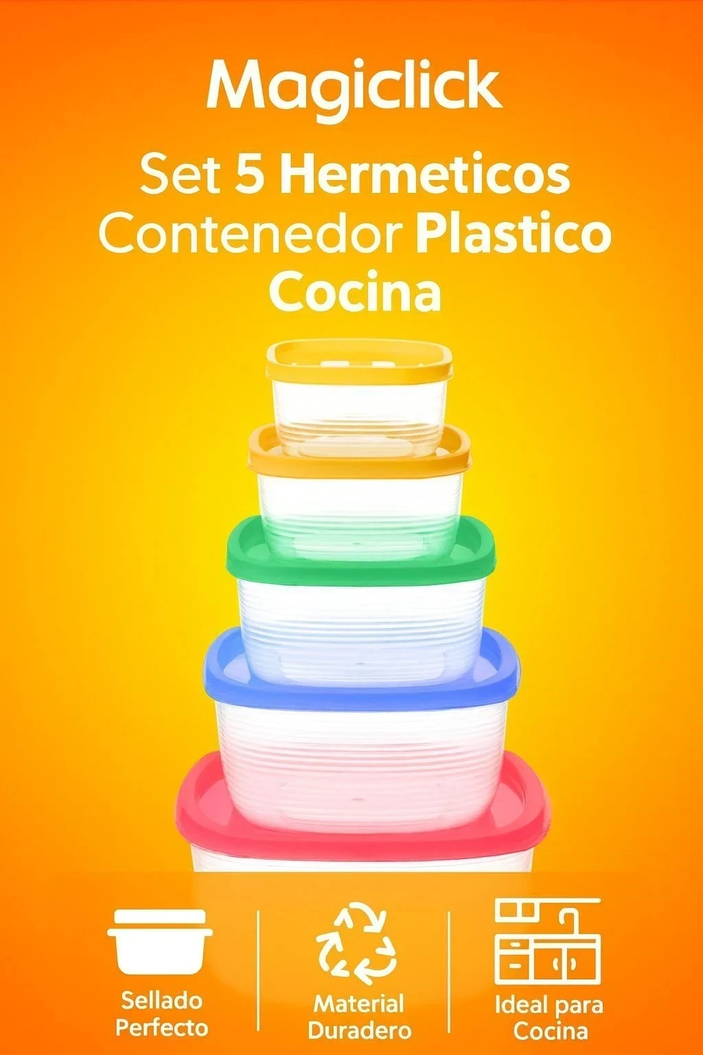 SET DE 5 TAPERS DE PLASTICO MAGICLICK 