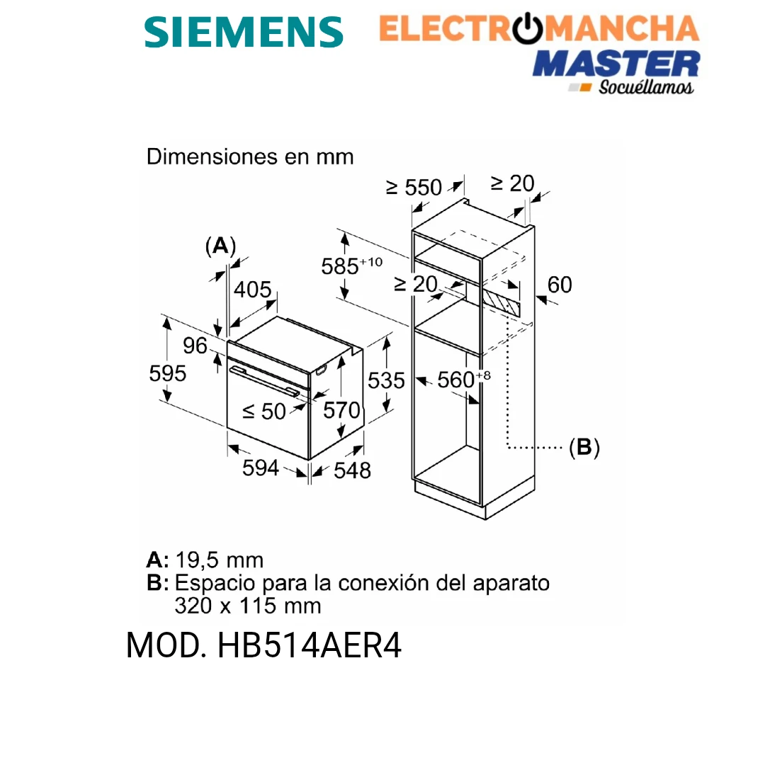 HORNO SIEMENS HB514AER4 MULTIFUNCION CRISTAL NEGRO A+ 10