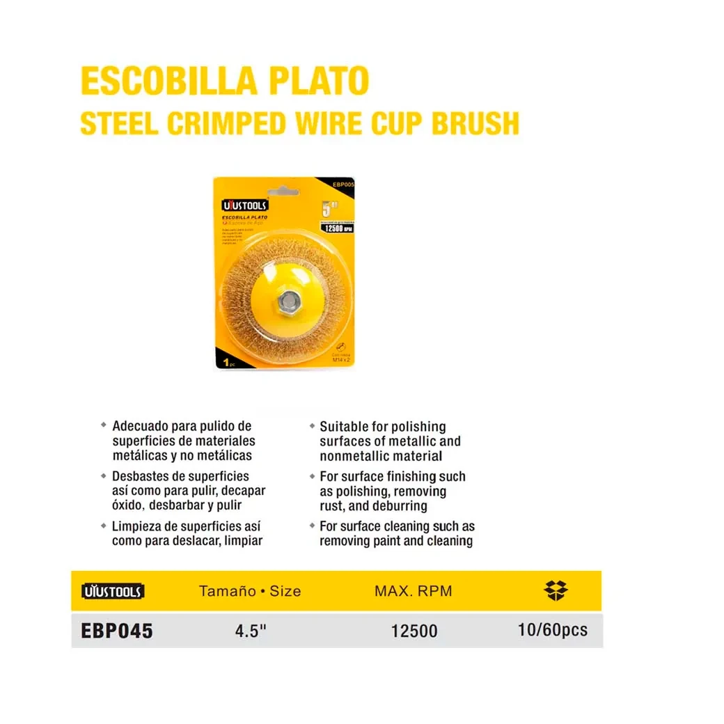 ESCOBILLA PLATO BLISTER UYUST 4.5 ¨ 