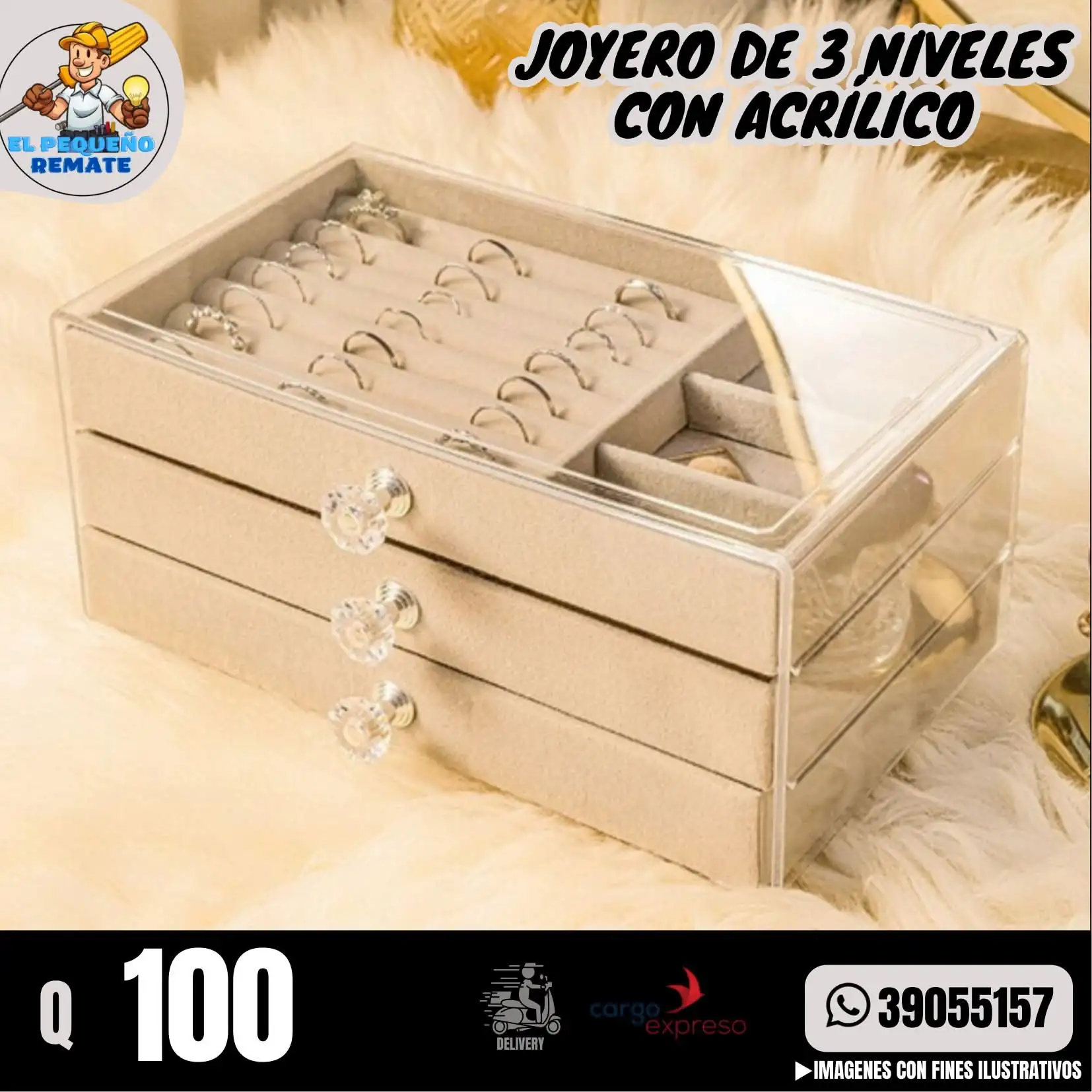 JOYERO DE 3 NIVELES VON ACRÍLICO  4