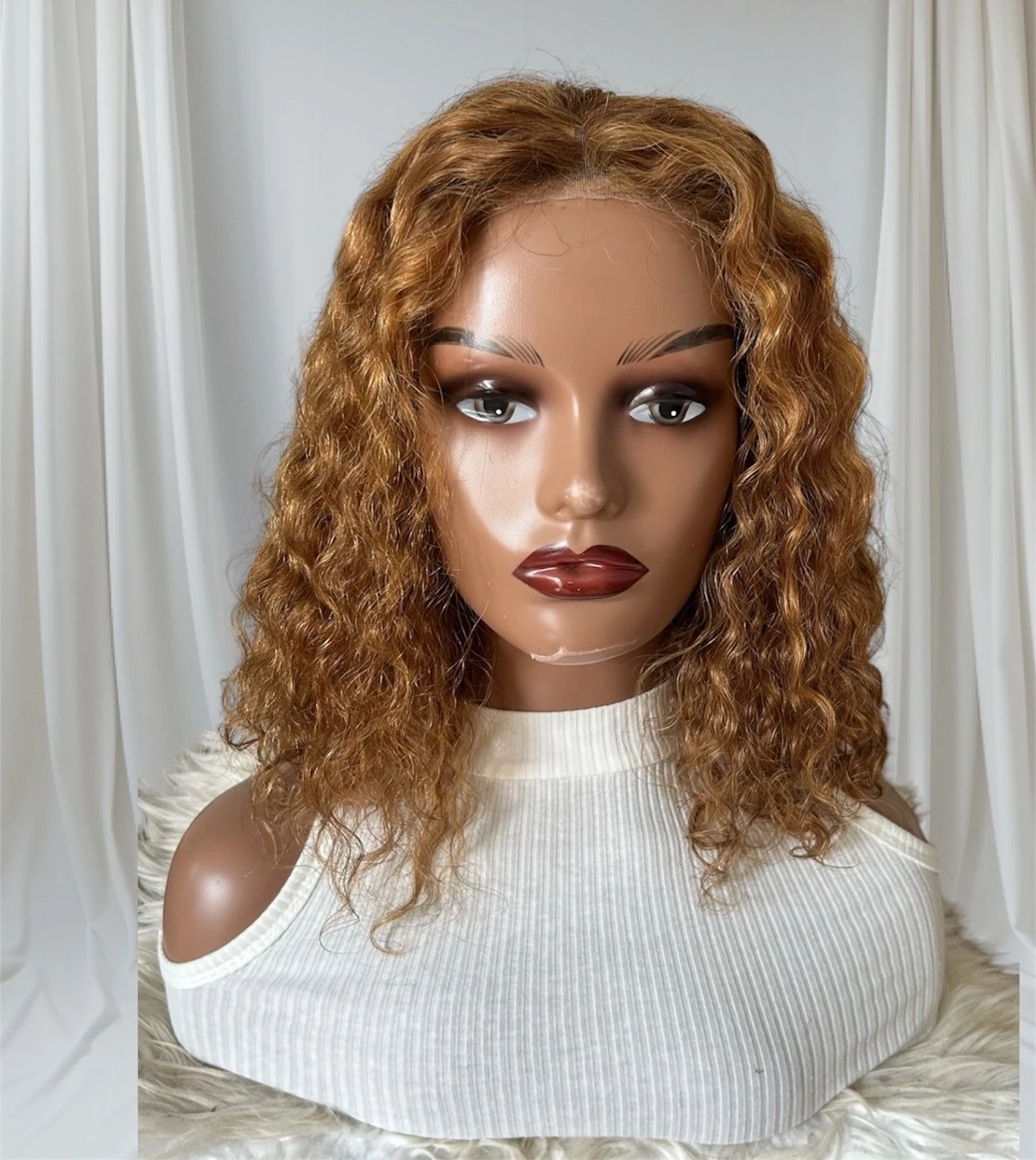peluca rizada cabello humano 12 pulgadas, frontal lace 4x4 glueless  3