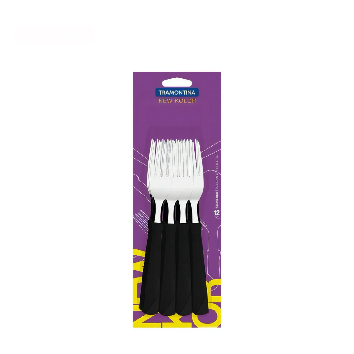 New kolor tenedor de mesa negro x 12