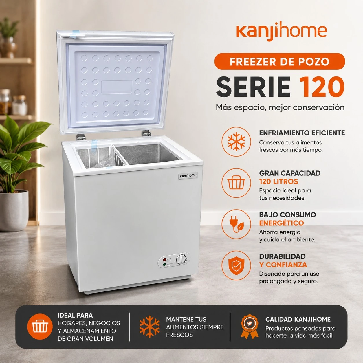 Freezer Kanjihome de Pozo 120Ltr