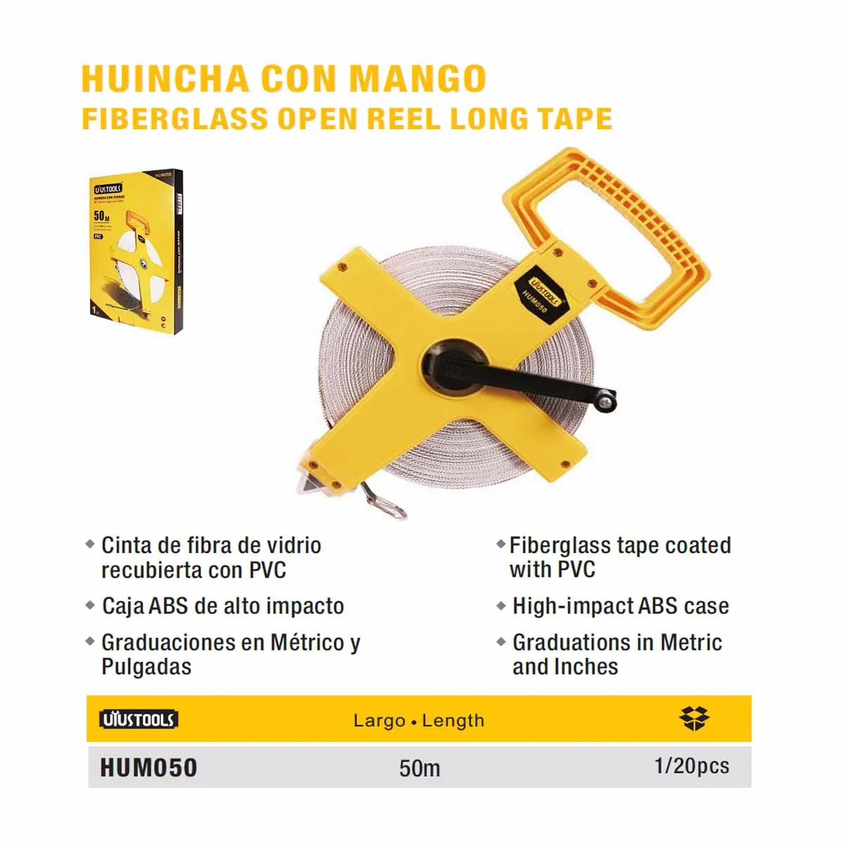 HUINCHA LONA CON MANGO UYUST 50M