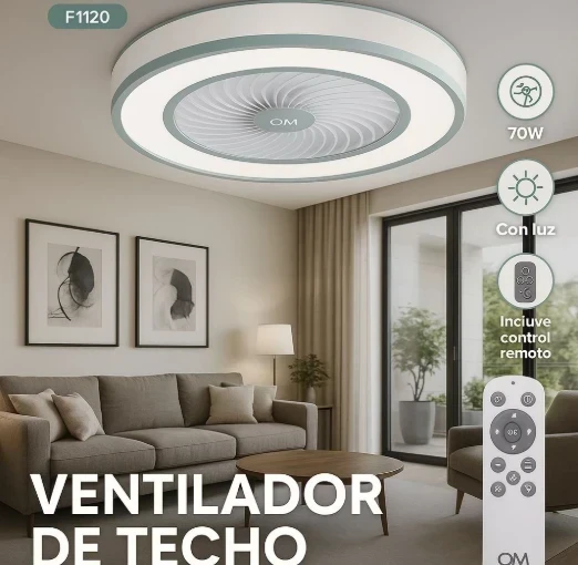 VENTILADOR DE TECHO OM CON LUZ LED -F1120-