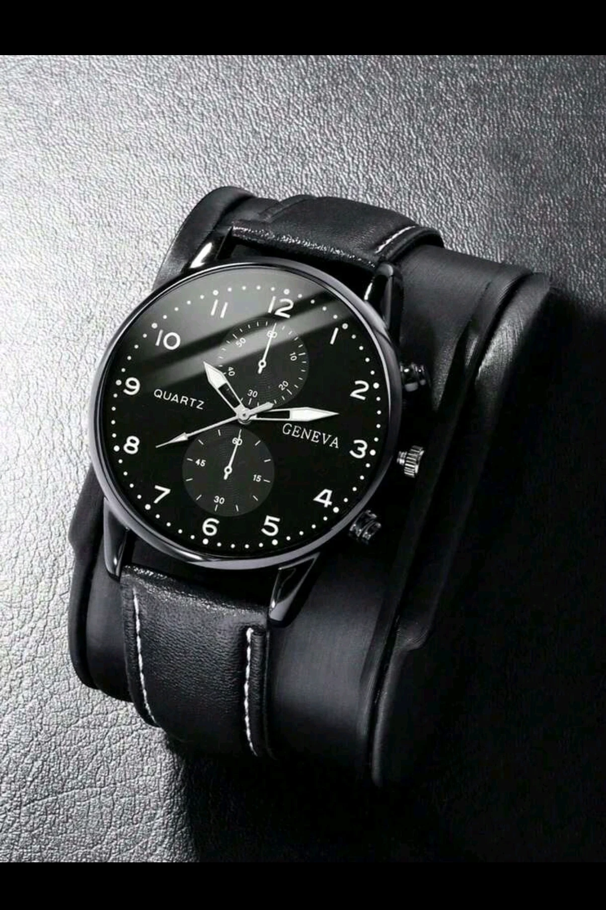 Set de Caballero AD ASTRA - Reloj Geneva Total Black + Brazalete Multicapa 3