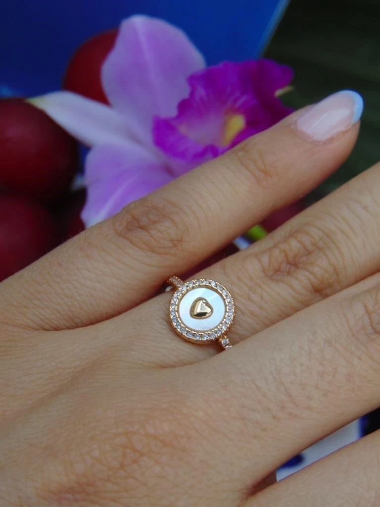 ANILLO ACERO DOR NACAR CORA LINEA CIRCON 2