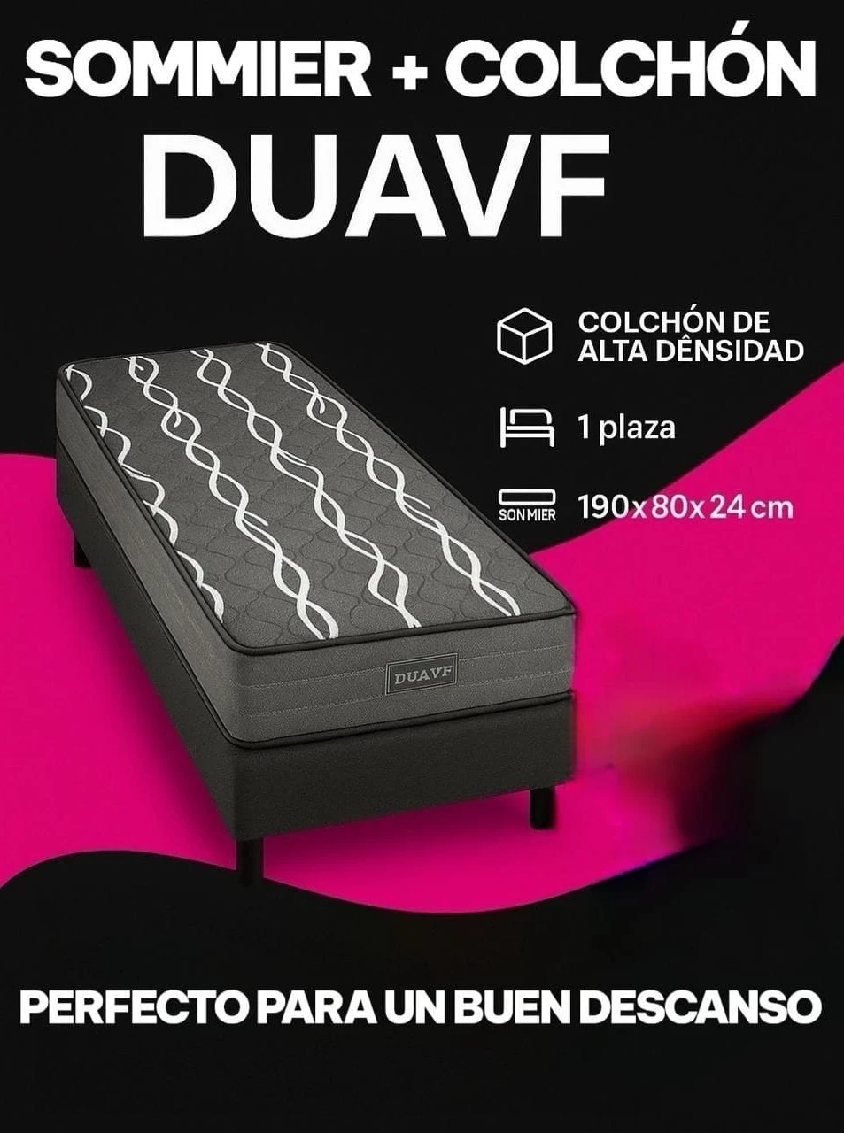 Sommier colchon Duavf 1 plaza