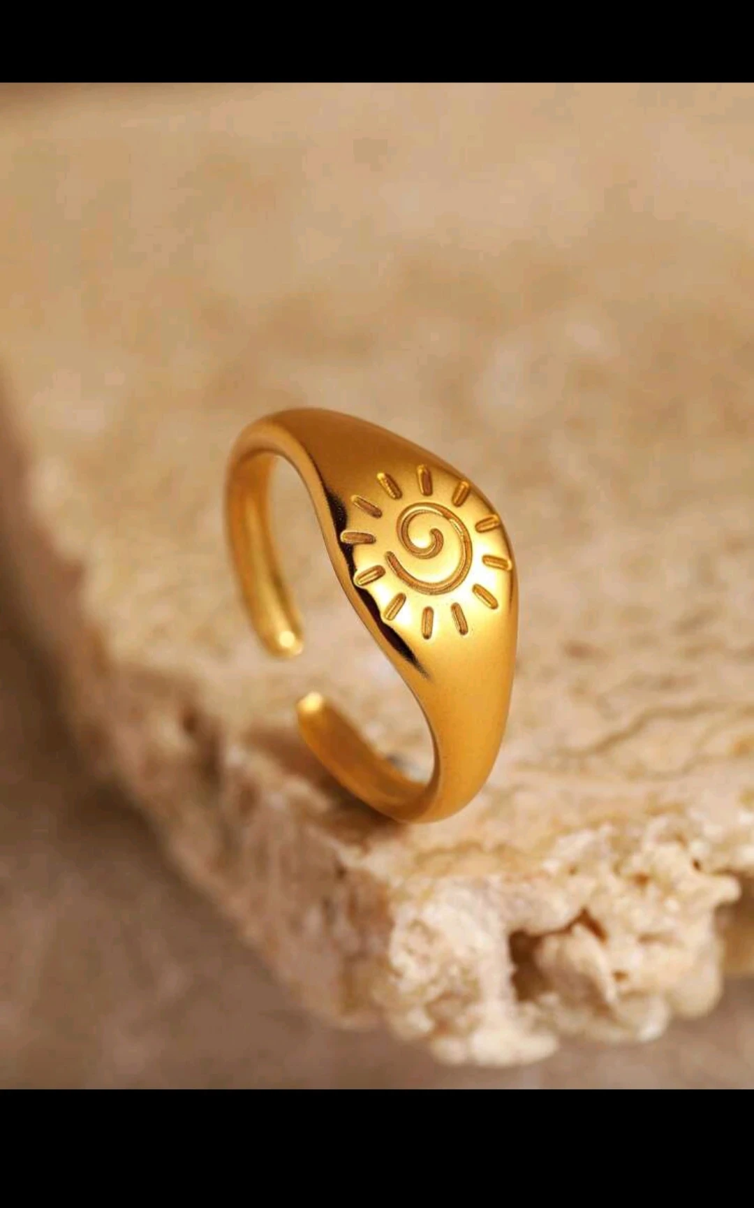 Anillo Unisex/ Diseño de hoja y sol. Ajustable 2