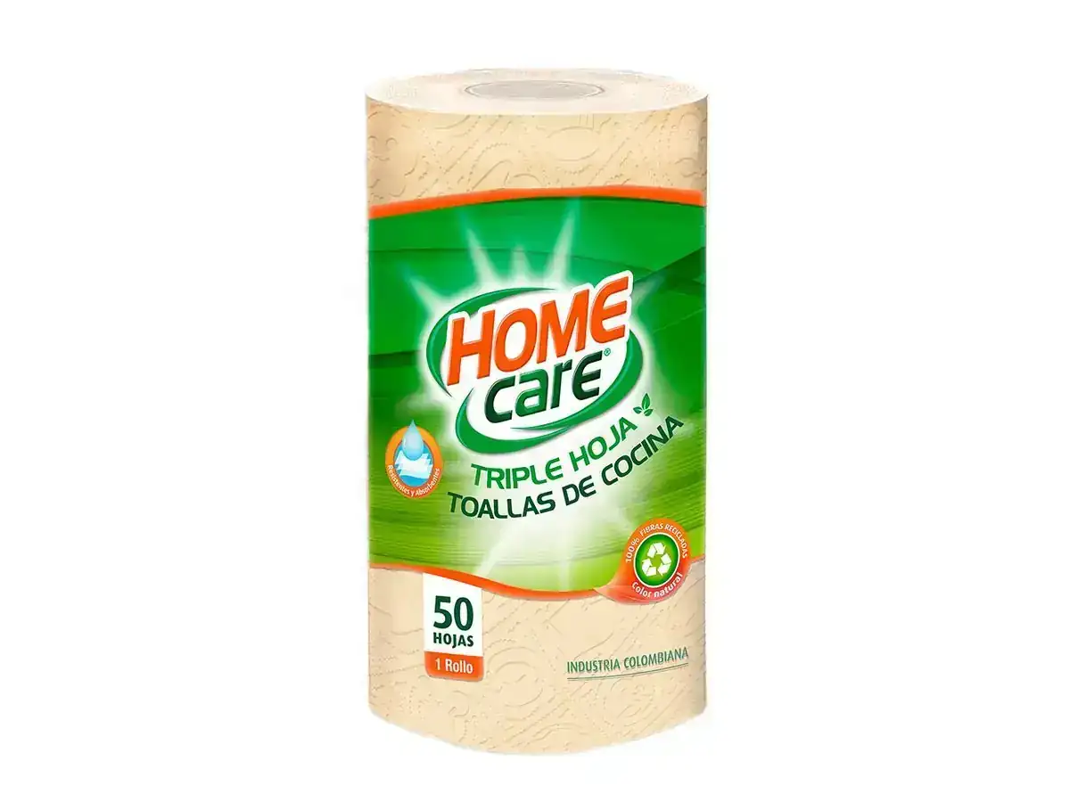 Toalla home care triple hoja x1rollox50 hojas