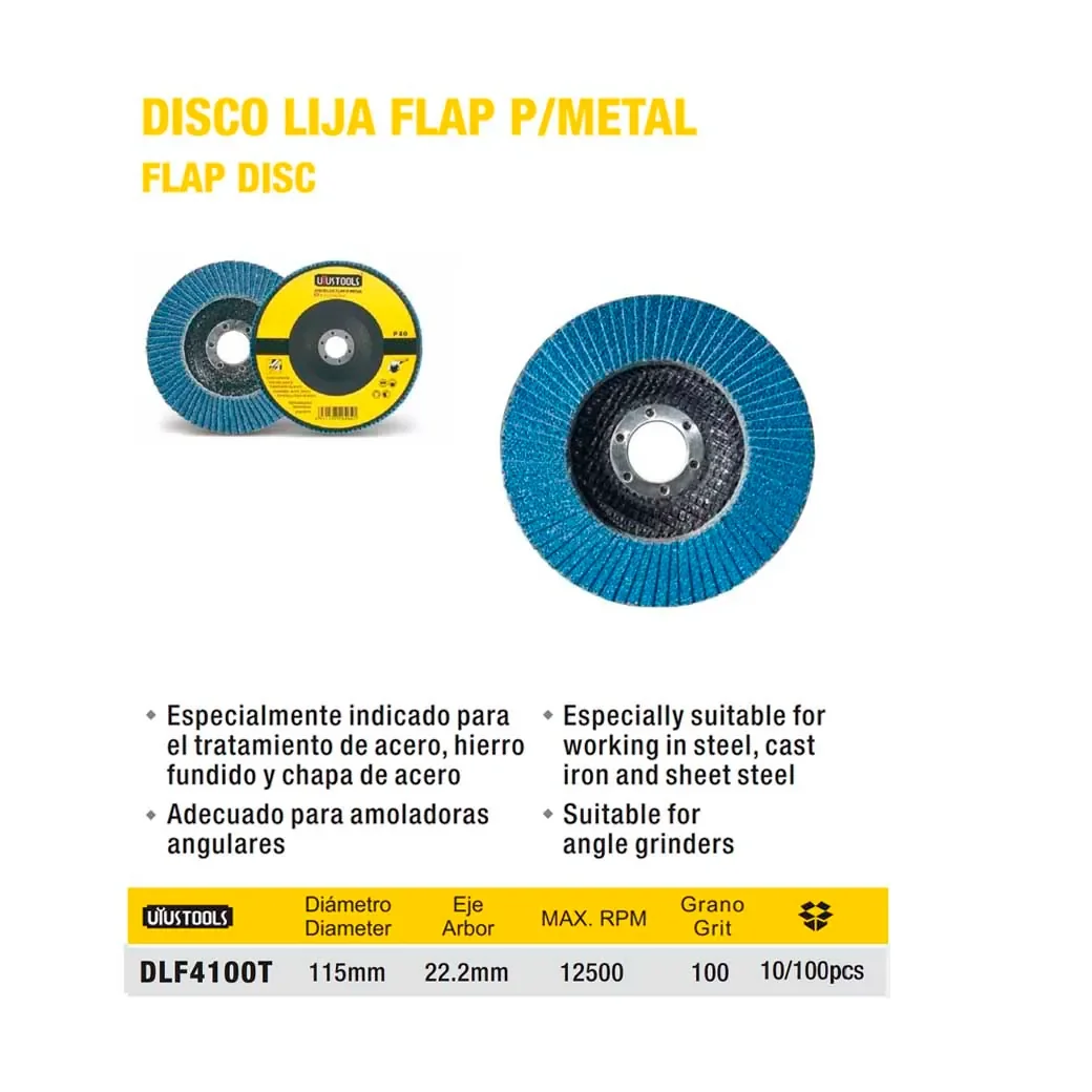DISCO LIJA FLAP P/METAL P100  UYUST 4 1/2-115 MM