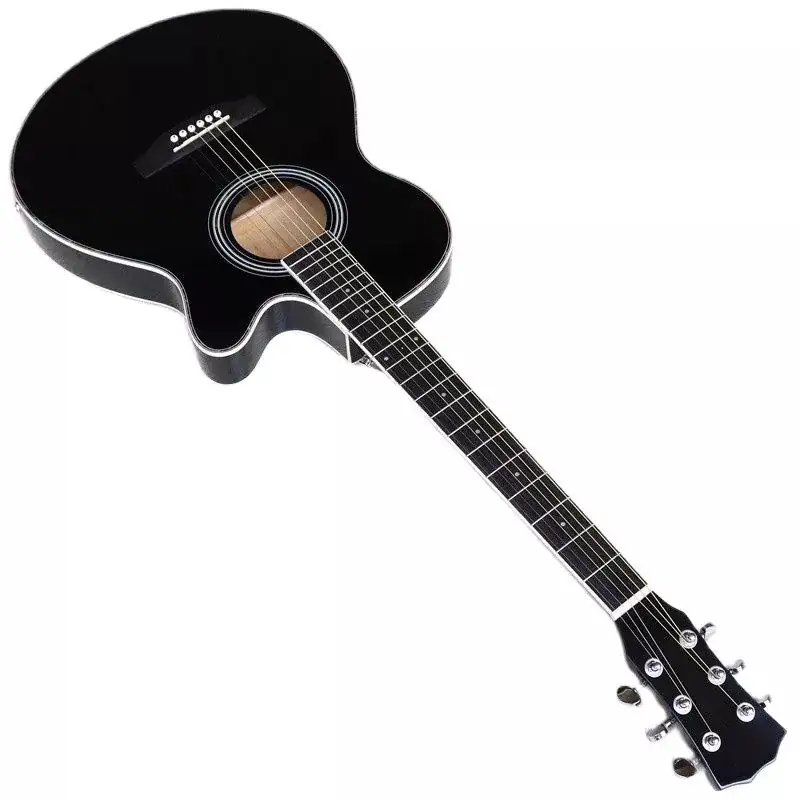 Guitarra eléctrica acústica de cuerpo delgado para principiantes con bolsa de concierto gratis cuerda gratis Color negro Natural Sunburst blanco