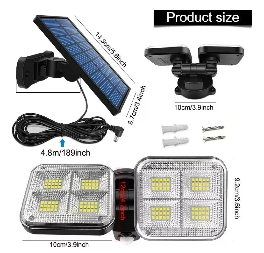 Foco Solar Triple Ajustable  120w Sensor Movimientos y C Remoto 2