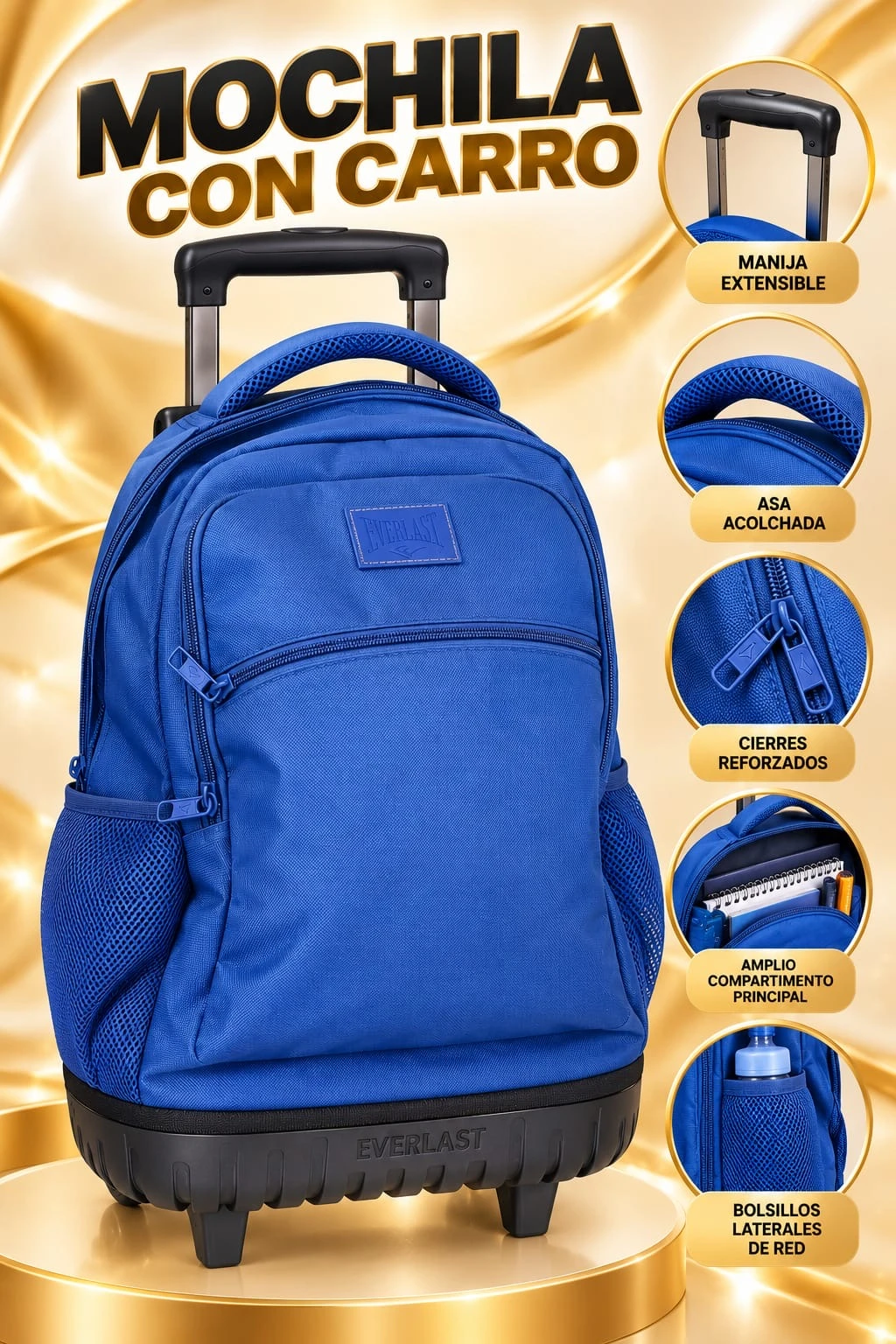 MOCHILA CON CARRO AZUL