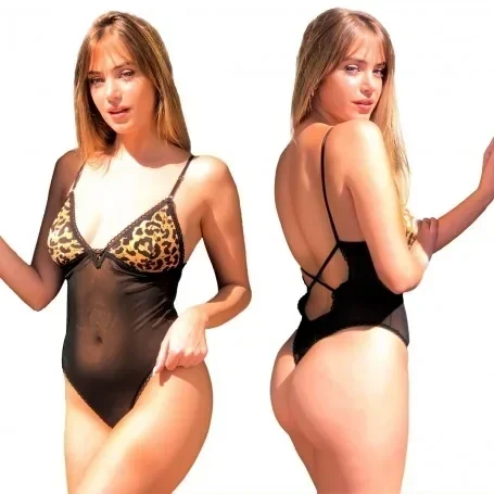 Body de Tul Elastizado Animal Print Malena