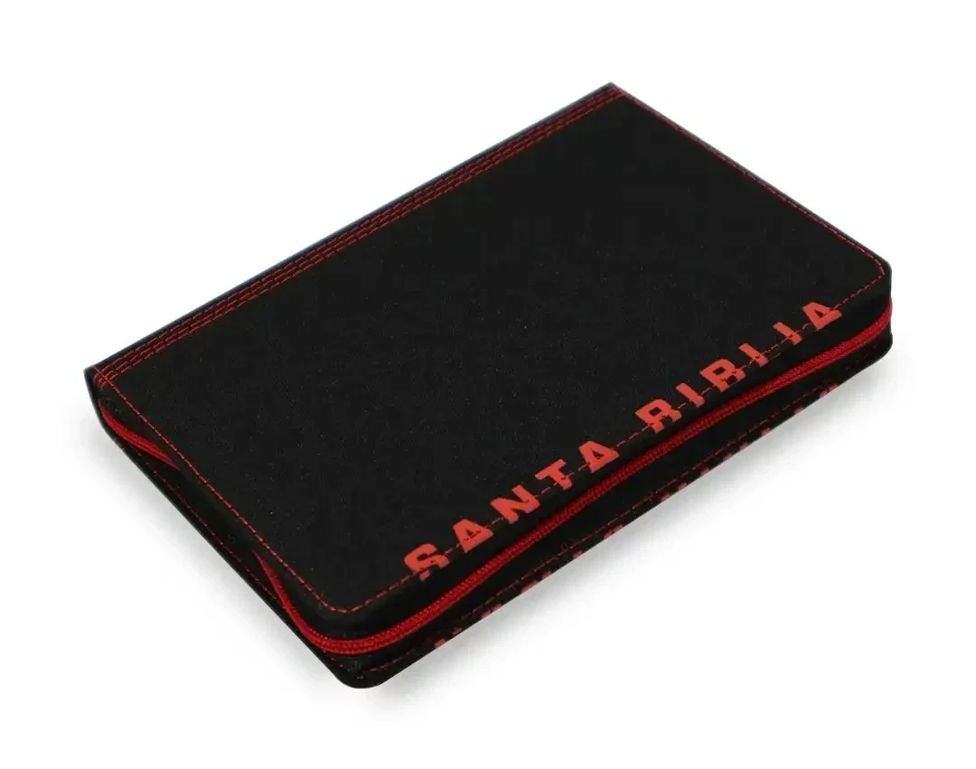 Biblia NTV compacta imit piel negro carmesi