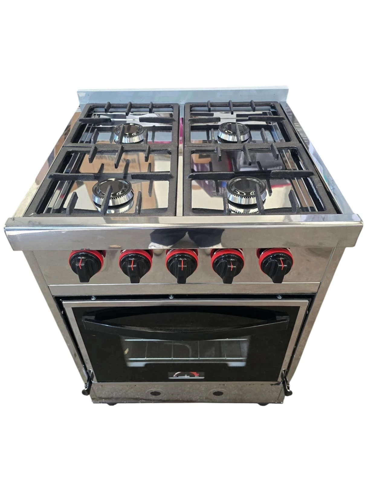 COCINA INDUSTRIAL ROSARIO MULTI 4 HORNALLAS  55CM TAPA DE VIDRIO ACERO