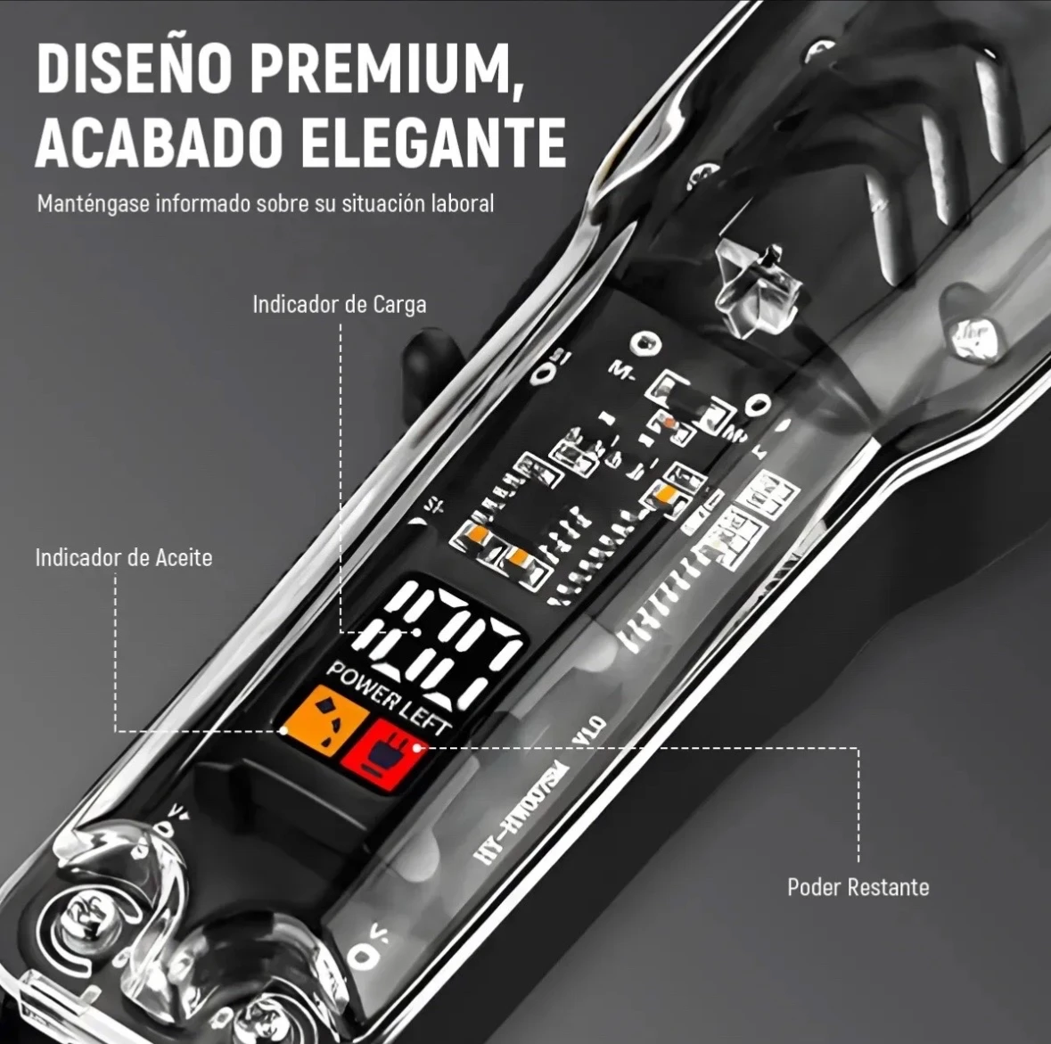 Rasuradora Recortadora Barbería Transparente LED USB – Máquina Patillera Cortadora de Cabello y Barba 6