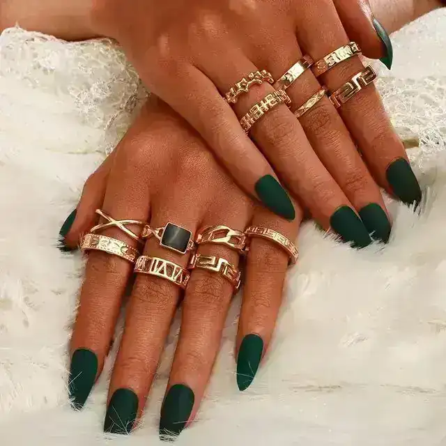 Set x13 Anillos Cuadrado Dorados REF: MA15
