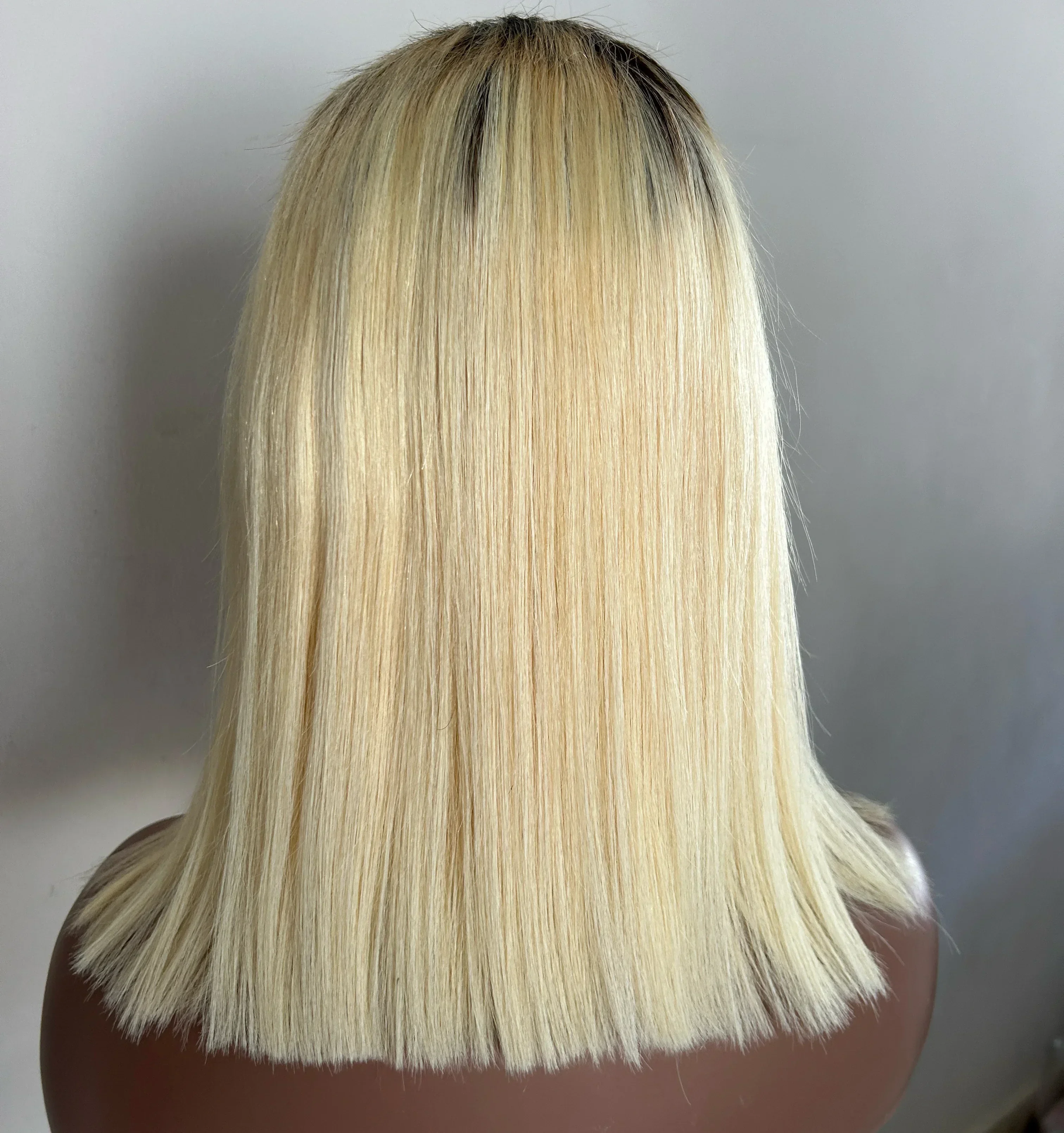 Peluca de cabello humano con encaje frontal rubio 1B/613 de 12 pulgadas, 13 x 4, peluca de cabello humano con encaje frontal sin pegamento, encaje HD  5