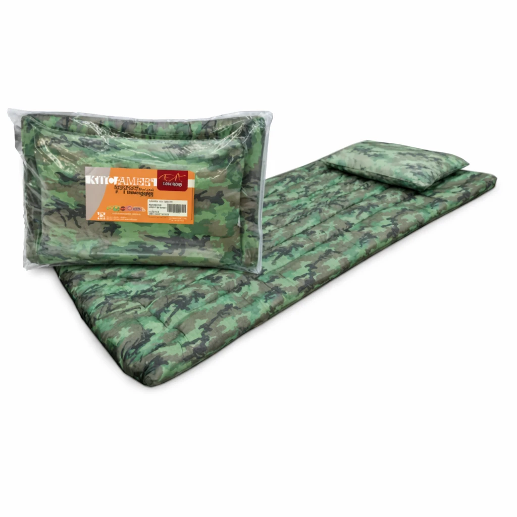 Kit camping camuflado colchonete com travesseiro 188x078