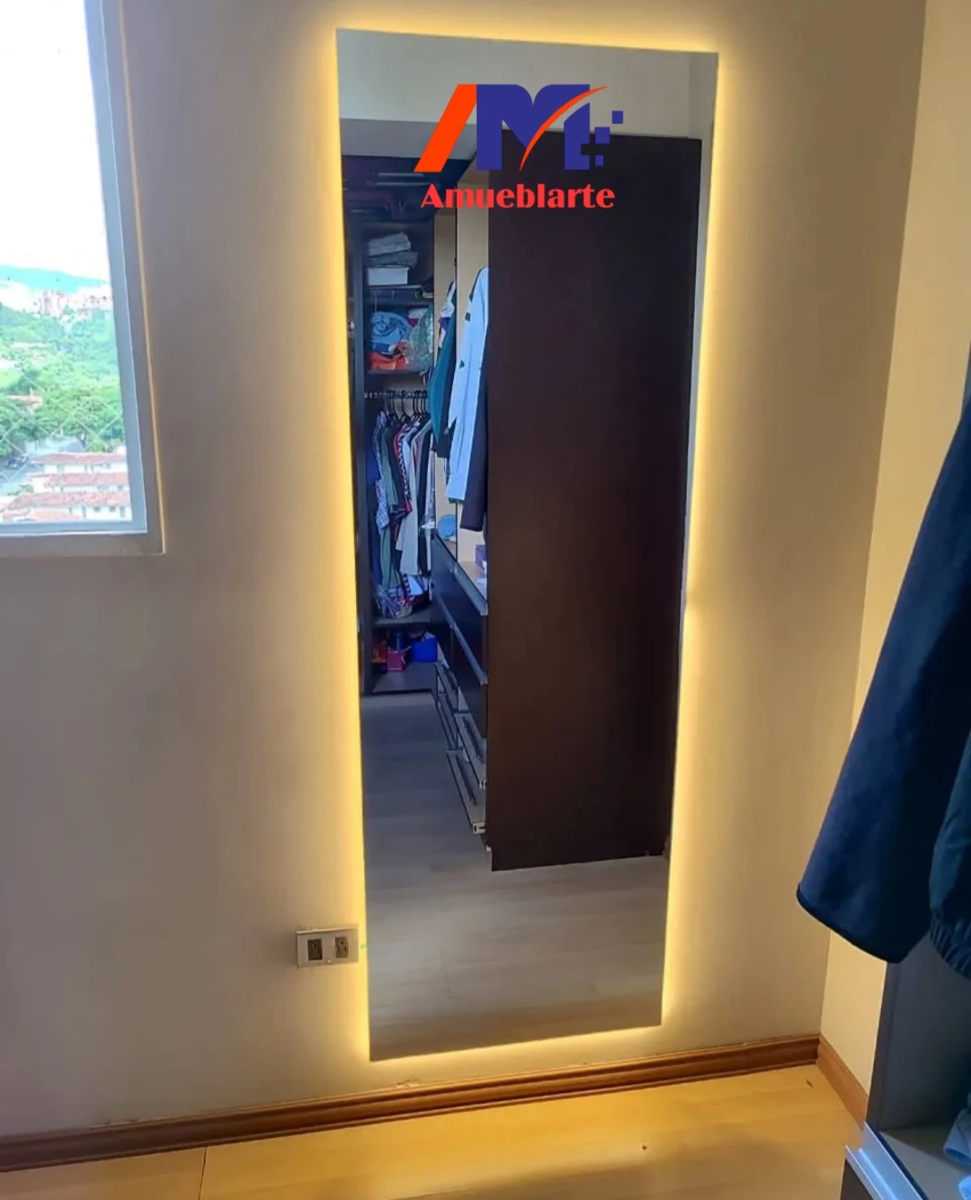Espejo rectangular + luz led