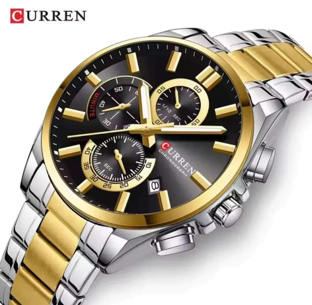 Reloj Curren Original Acero Cronografo 8475 Bicolor Fondo Negro 3