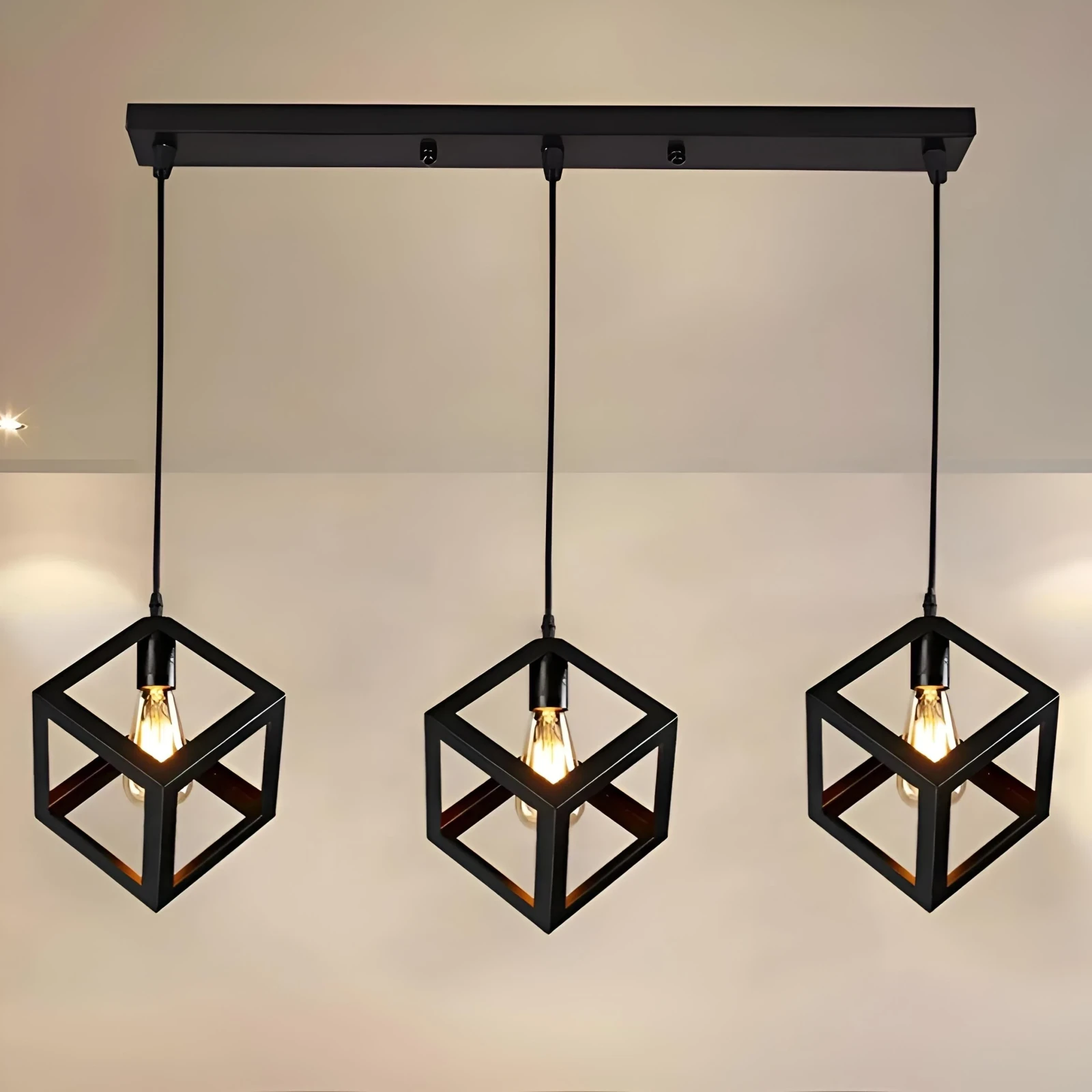 LAMPARA COLGANTE CUBO 3L E27
