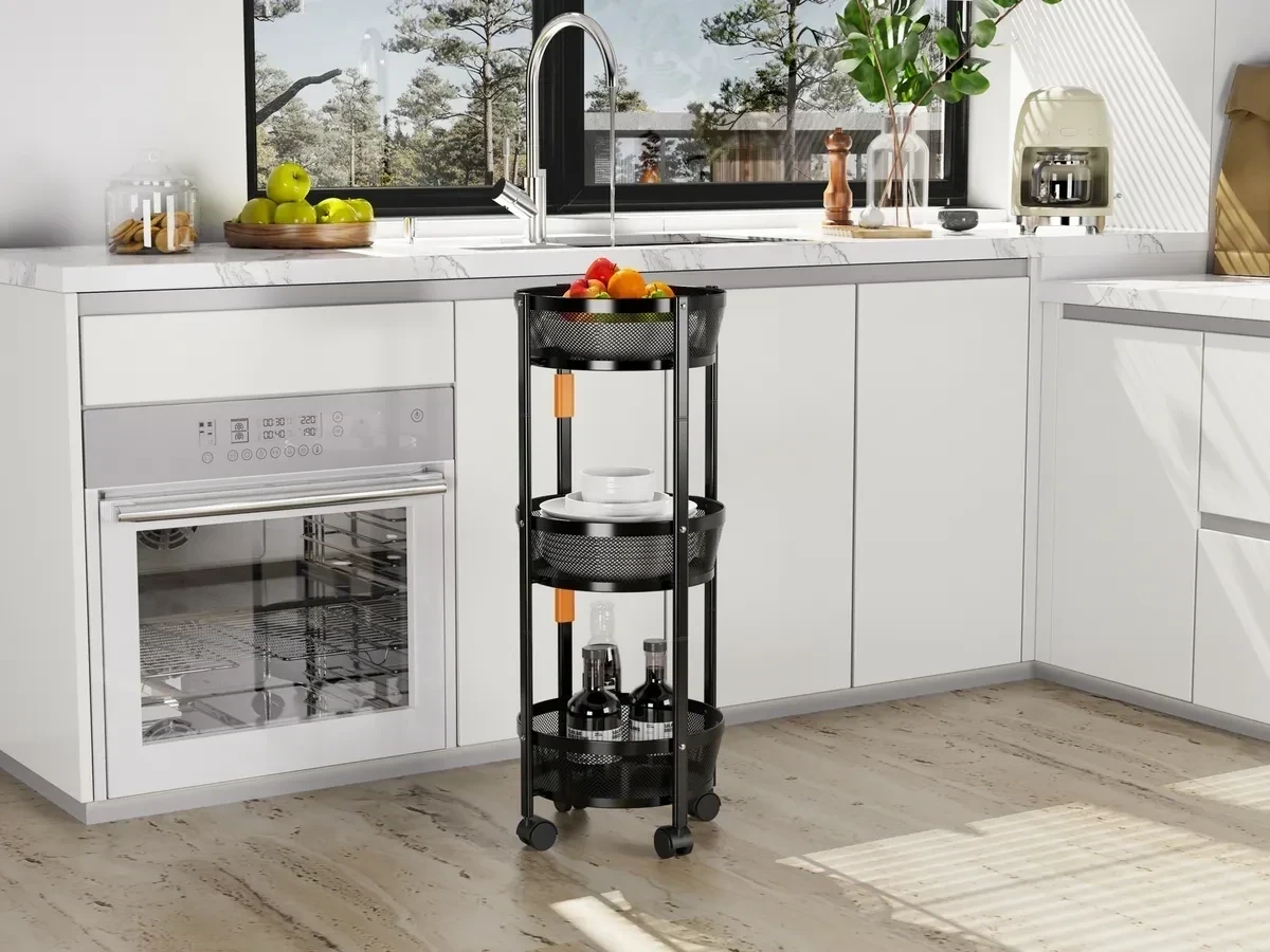 CARRITO CIRCULAR 3 ESTANTES PLEGABLE CON RUEDAS (RY810195)
