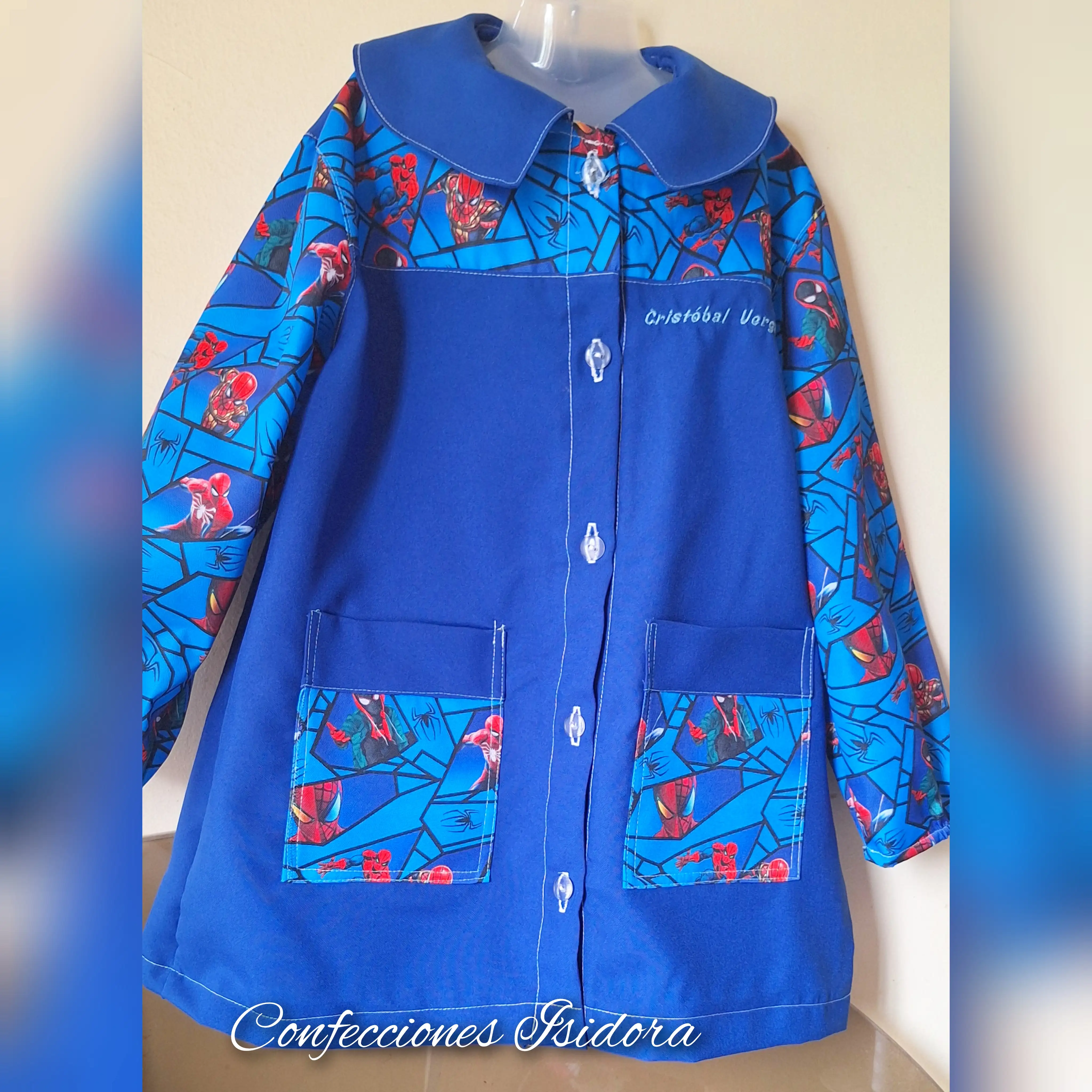 Delantal spaiderman, Azul rey