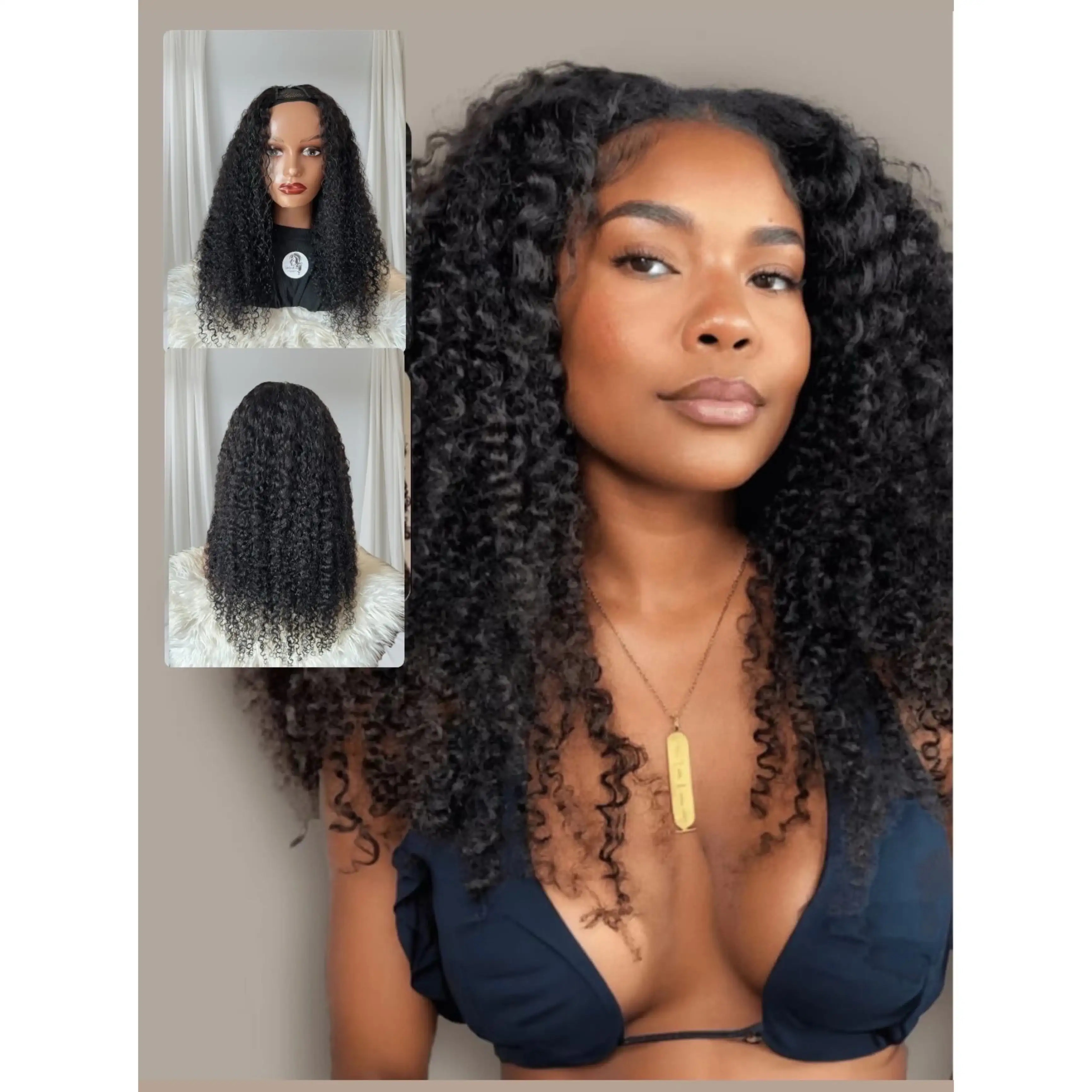 Peluca kimky curly en V 26 pulgadas 