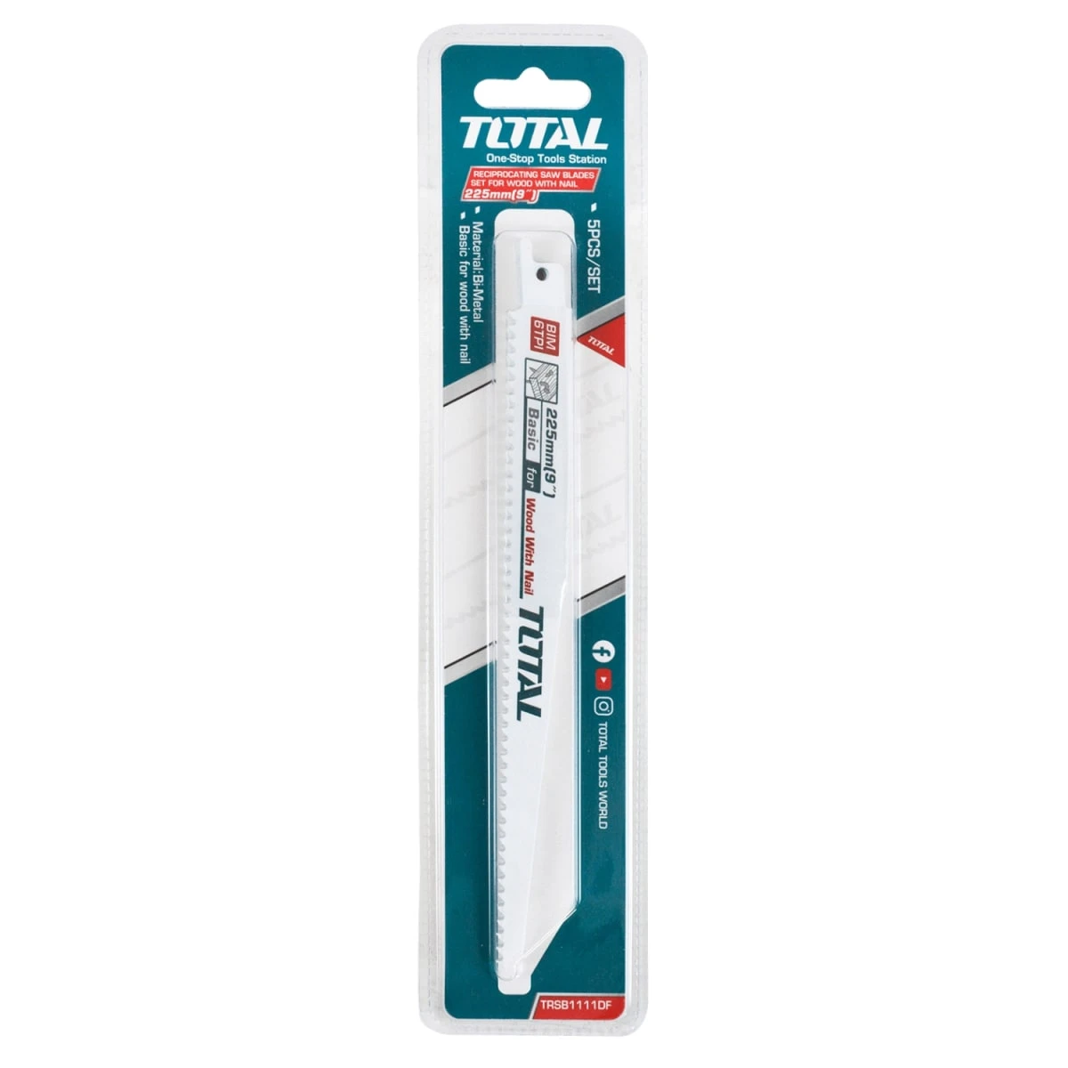 TRSB1111DF Set de cuchillas para madera con clavos para sierra sable 5pcs total