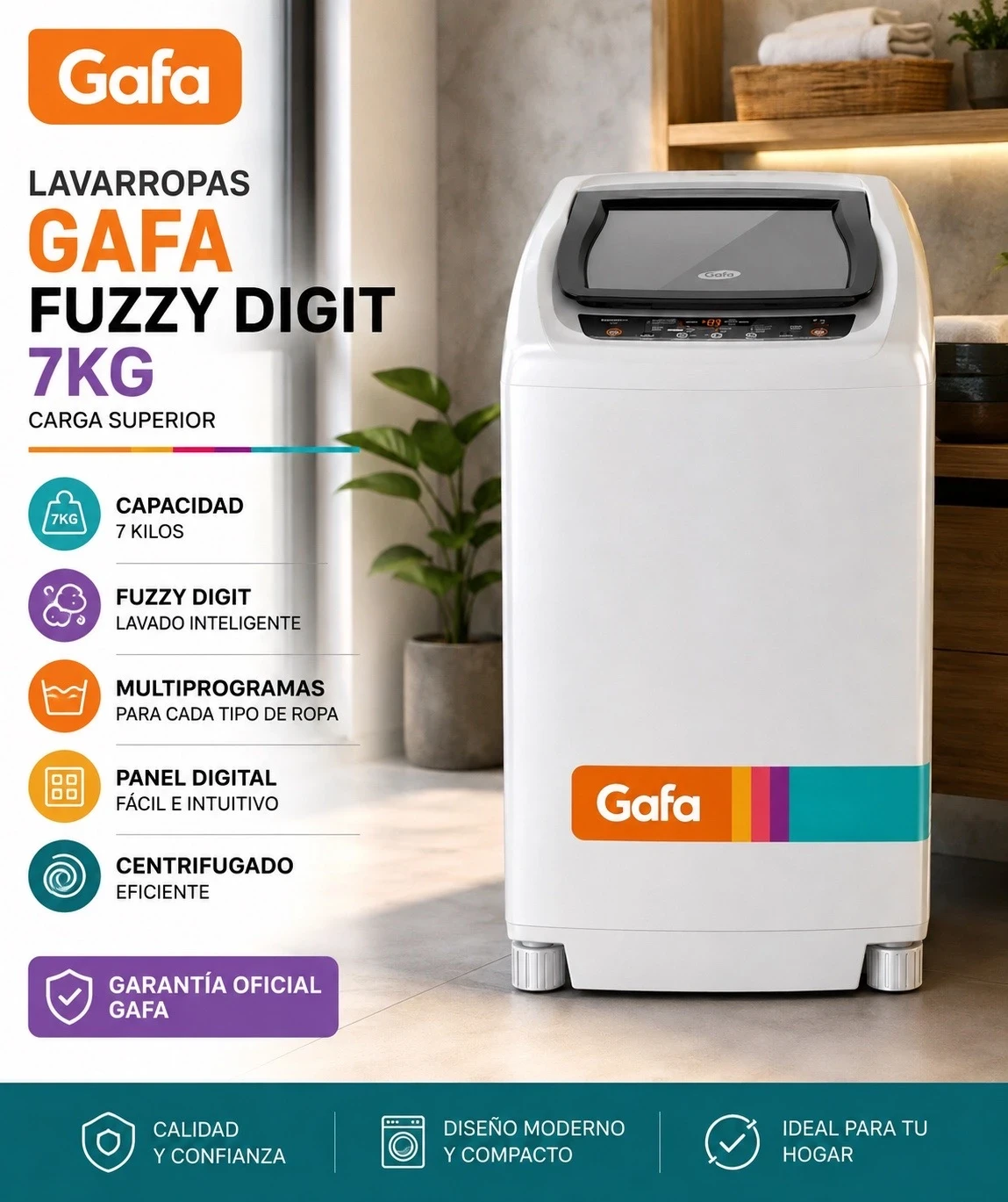 LAVARROPAS CARGA SUPERIOR GAFA 7KG ‼️SOLO POR PEDIDOS ‼️ 