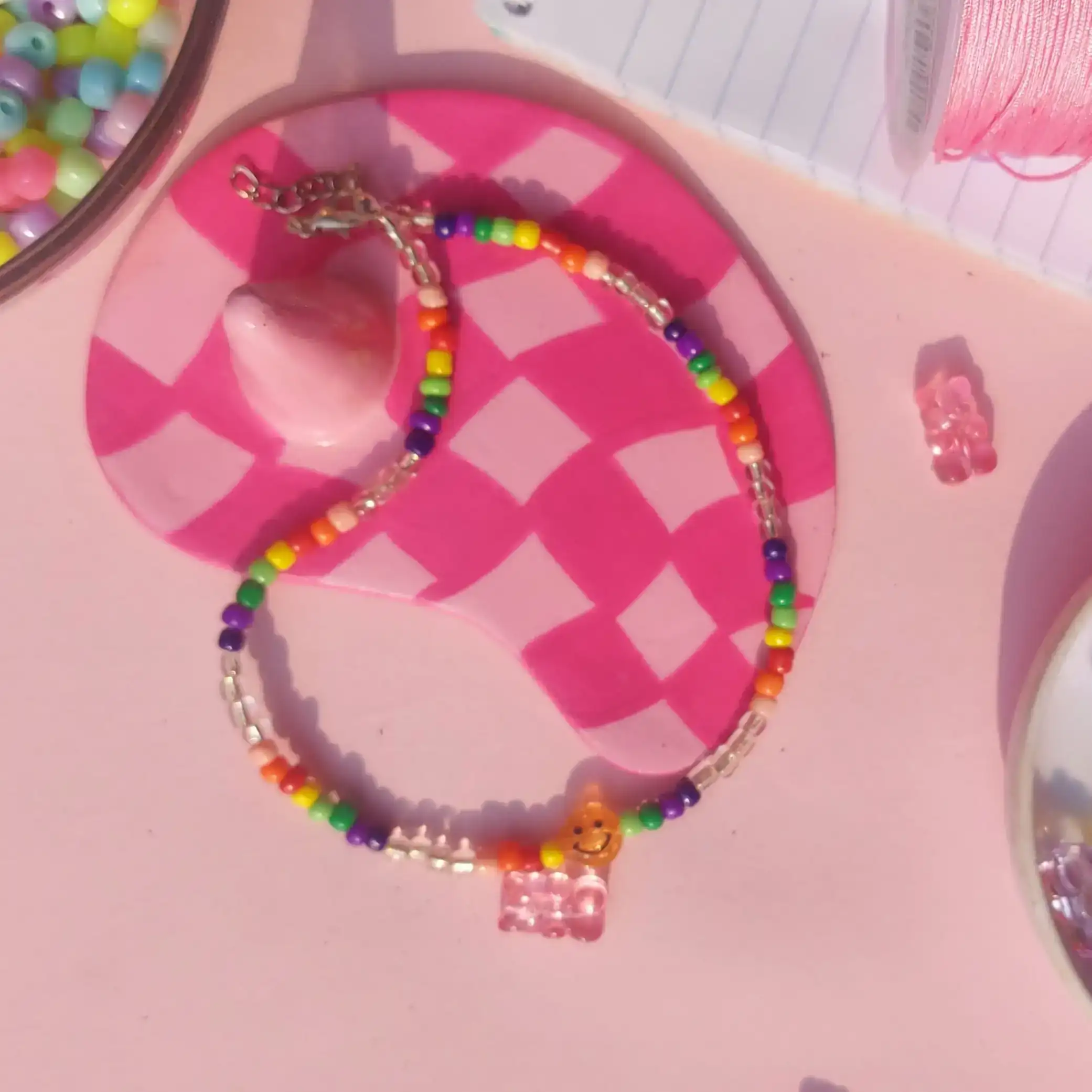 Collar multicolor happy face 