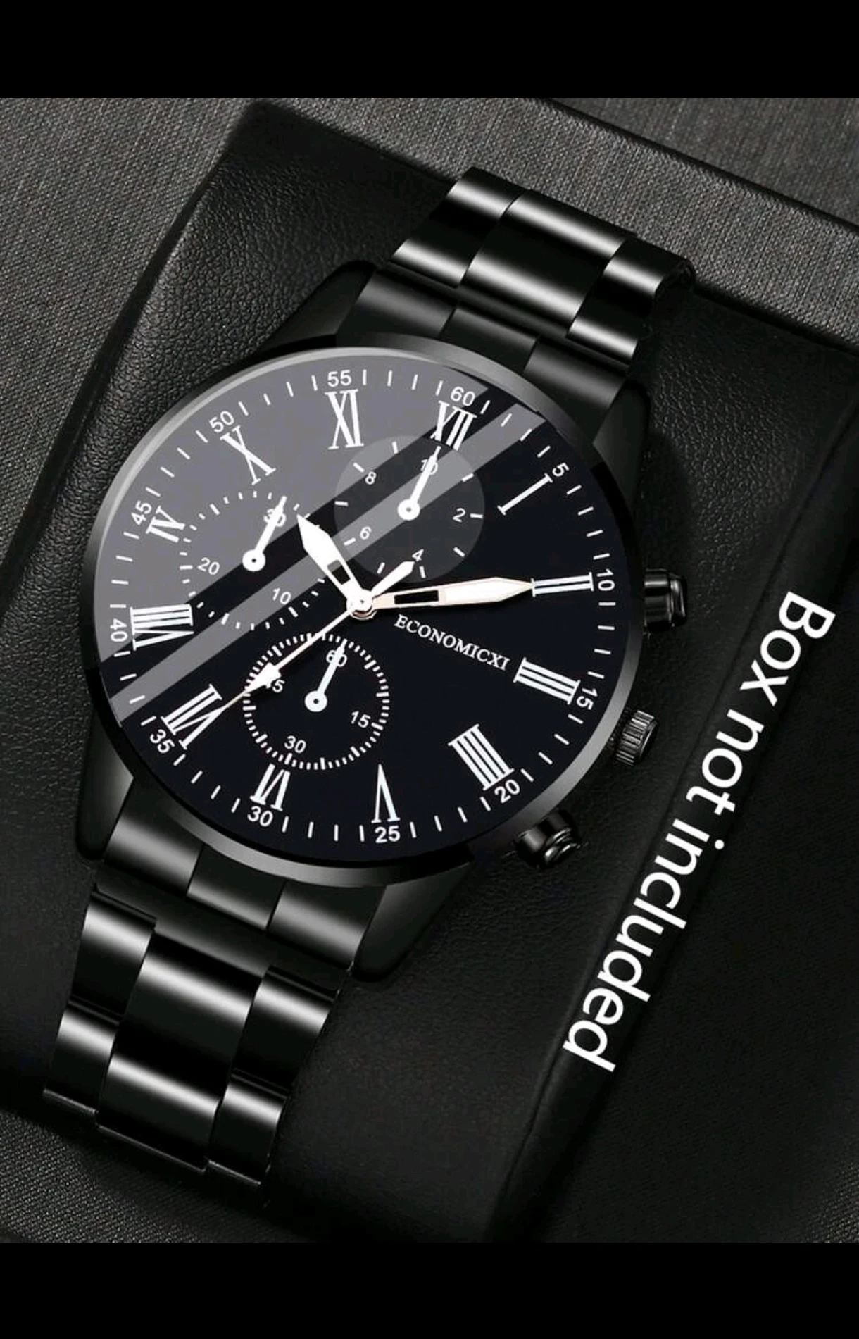 Accesorios para Hombre 4 en 1 – Reloj de Cuarzo Geneva Negro, Pulsera Eslabón, Collar con Dije y Anillo Casual 2