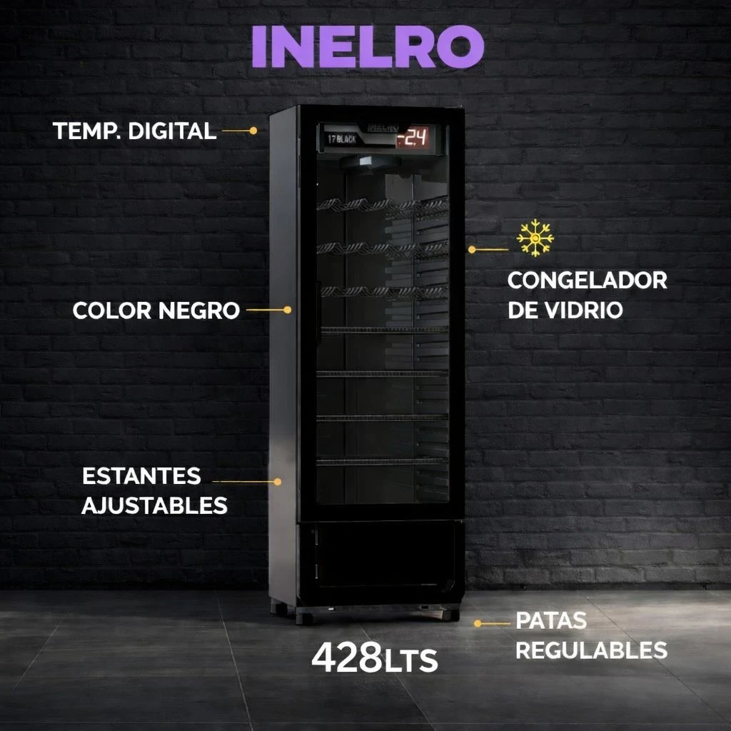 Exhibidora Vertical Inelro Mt 17 Ng Black 428 Lts Color Negro‼️SOLO POR PEDIDOS ‼️