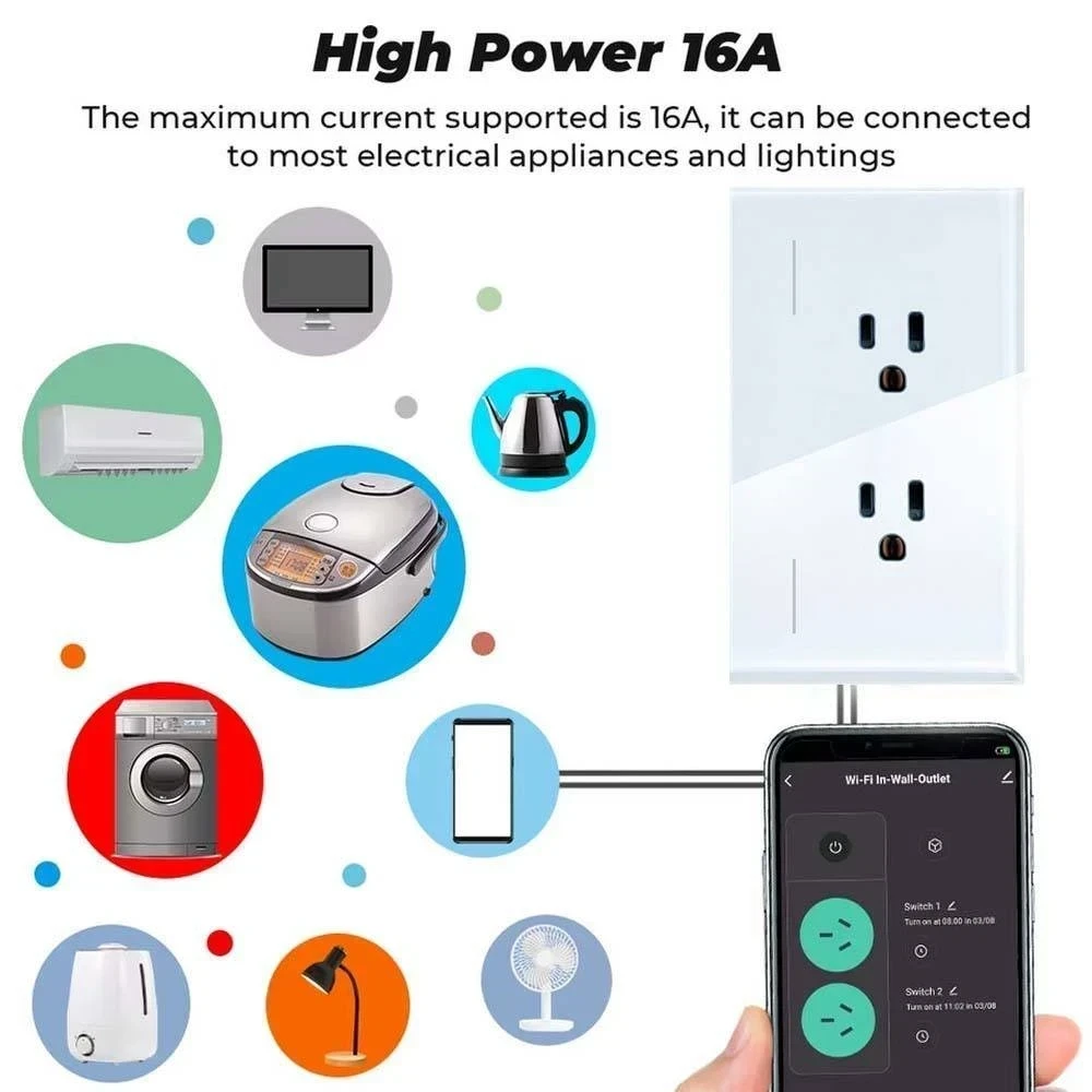 TOMACORRIENTE PARA EMPOTRAR BLANCO INTELIGENTE WIFI 16A 100-240VAC DEXEL SMART 4