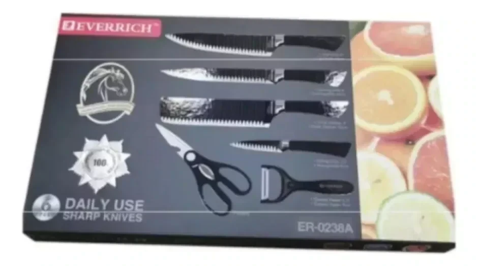 Set De Cuchillos Juego Cocina Mango Antirresbalante 7