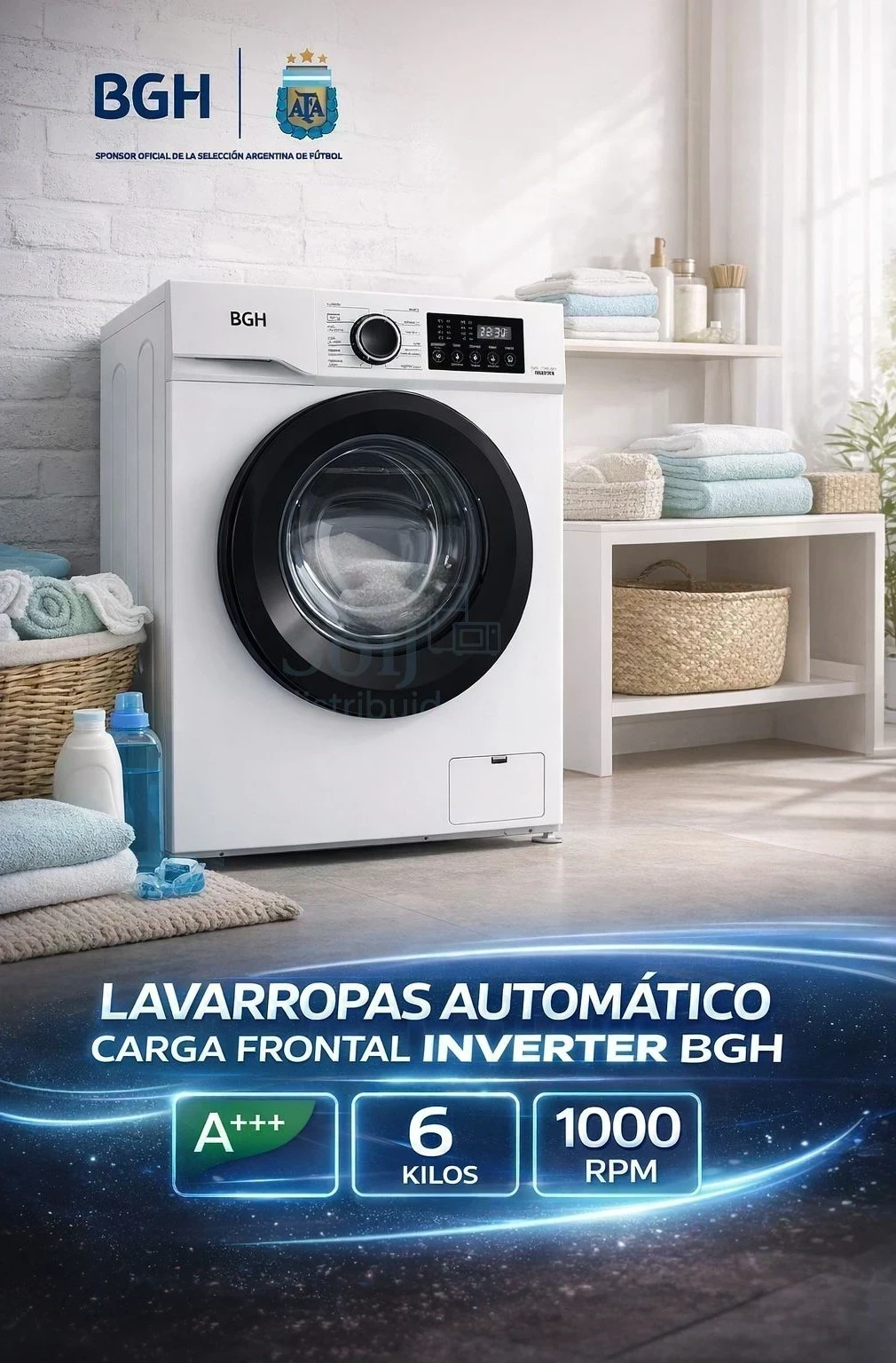 LAVARROPAS BGH 6KG 1000RPM INVERTER