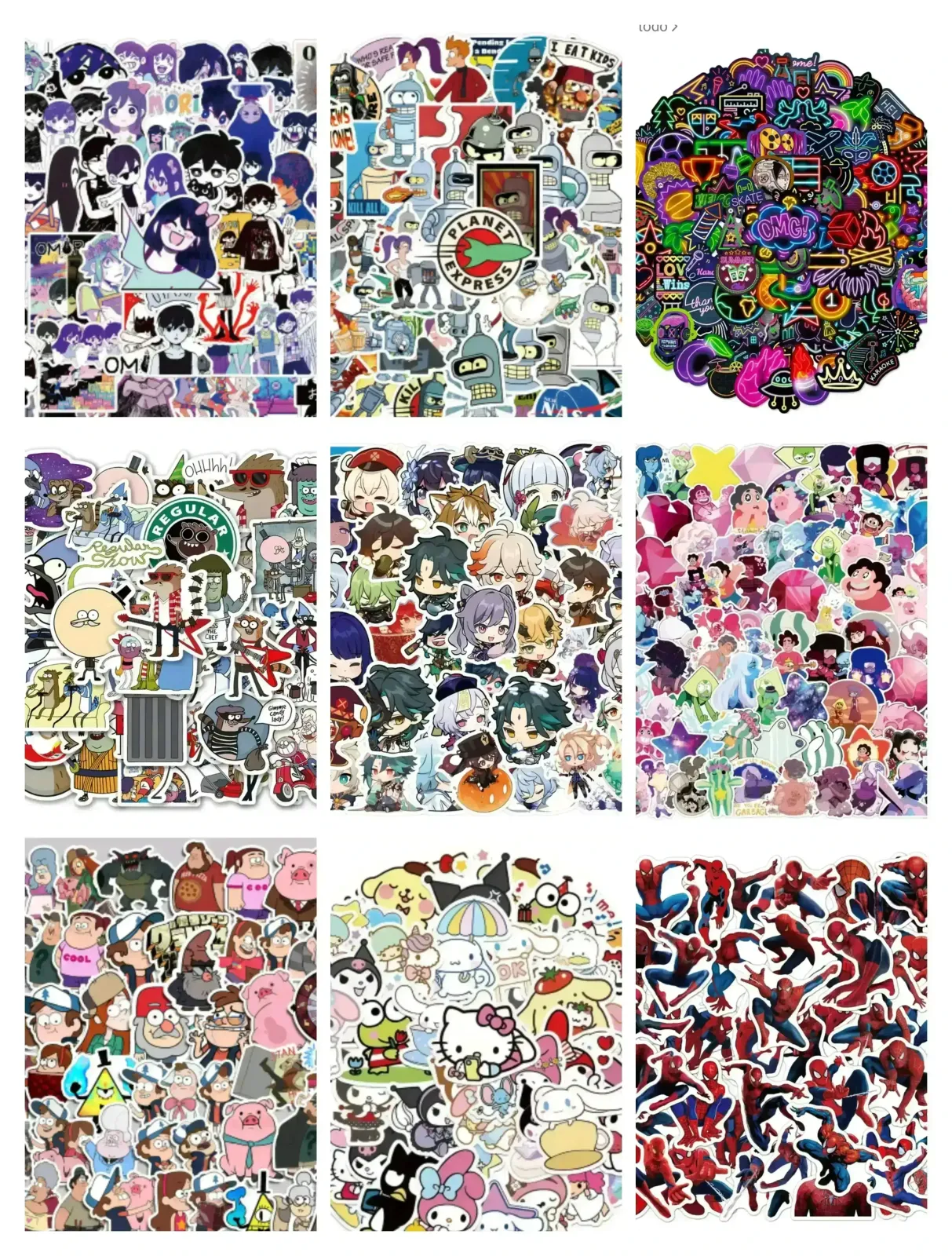 Stickers Varios Animados x4
