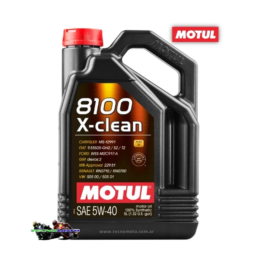 ACEITE MOTUL AUTO 8100 X-CLEAN 5W40 5LT 505.01 -40175
