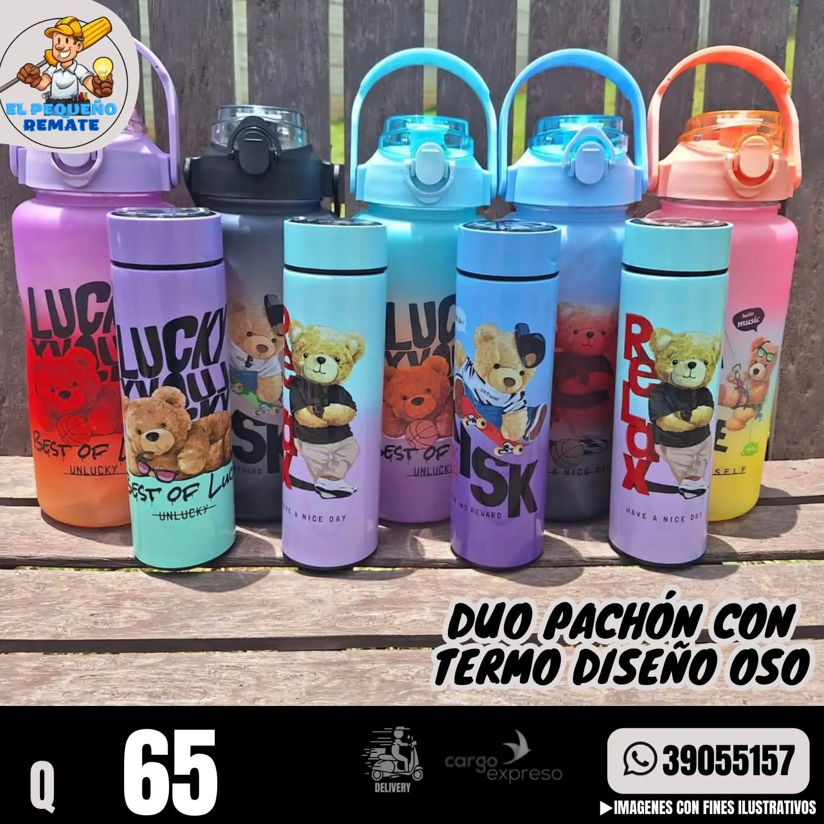 DÚO PACHÓN CON TERMO DISEÑO OSO 3