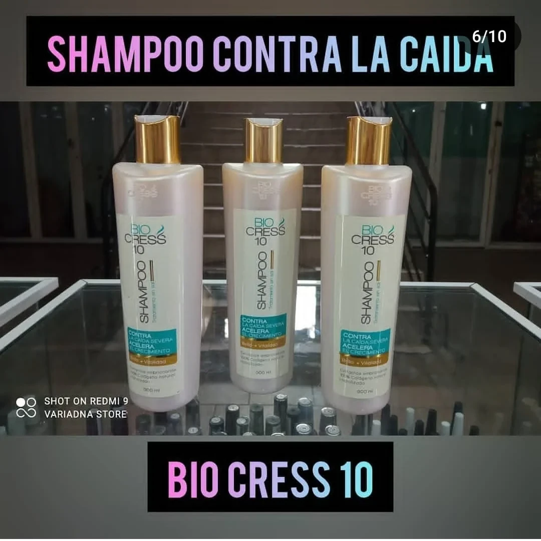 bio cress 10 shampoo anticaida y procrecimiento tarro x300 ml
