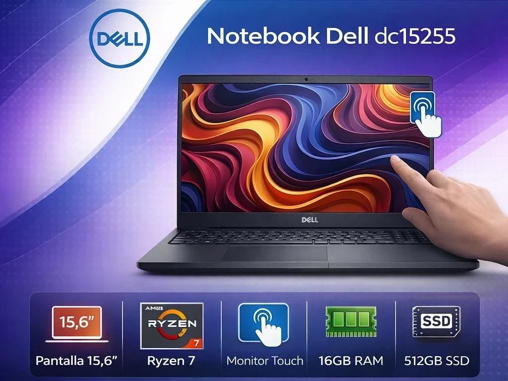 Notebook DELL AMD RYZEN 7- 7730U/15.6 pantalla táctil/512gb SSD/16gb RAM