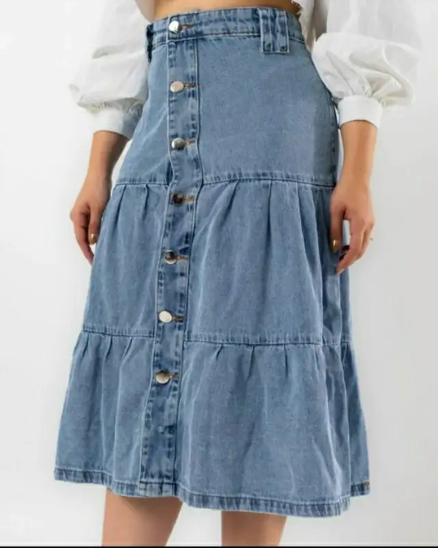 Saia Jeans Três Marias com Botões 