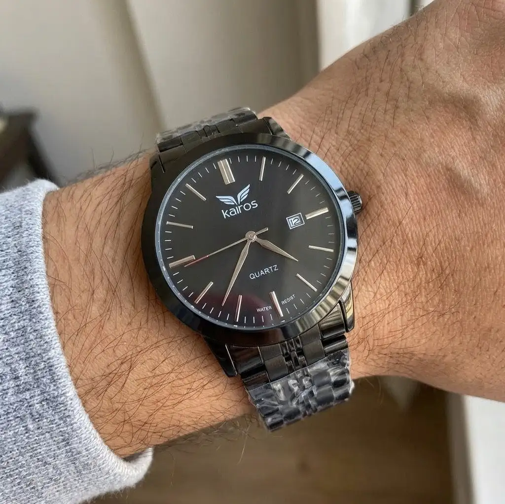 Reloj Kairos Original Acero Análogo Negro Fondo Negro 2