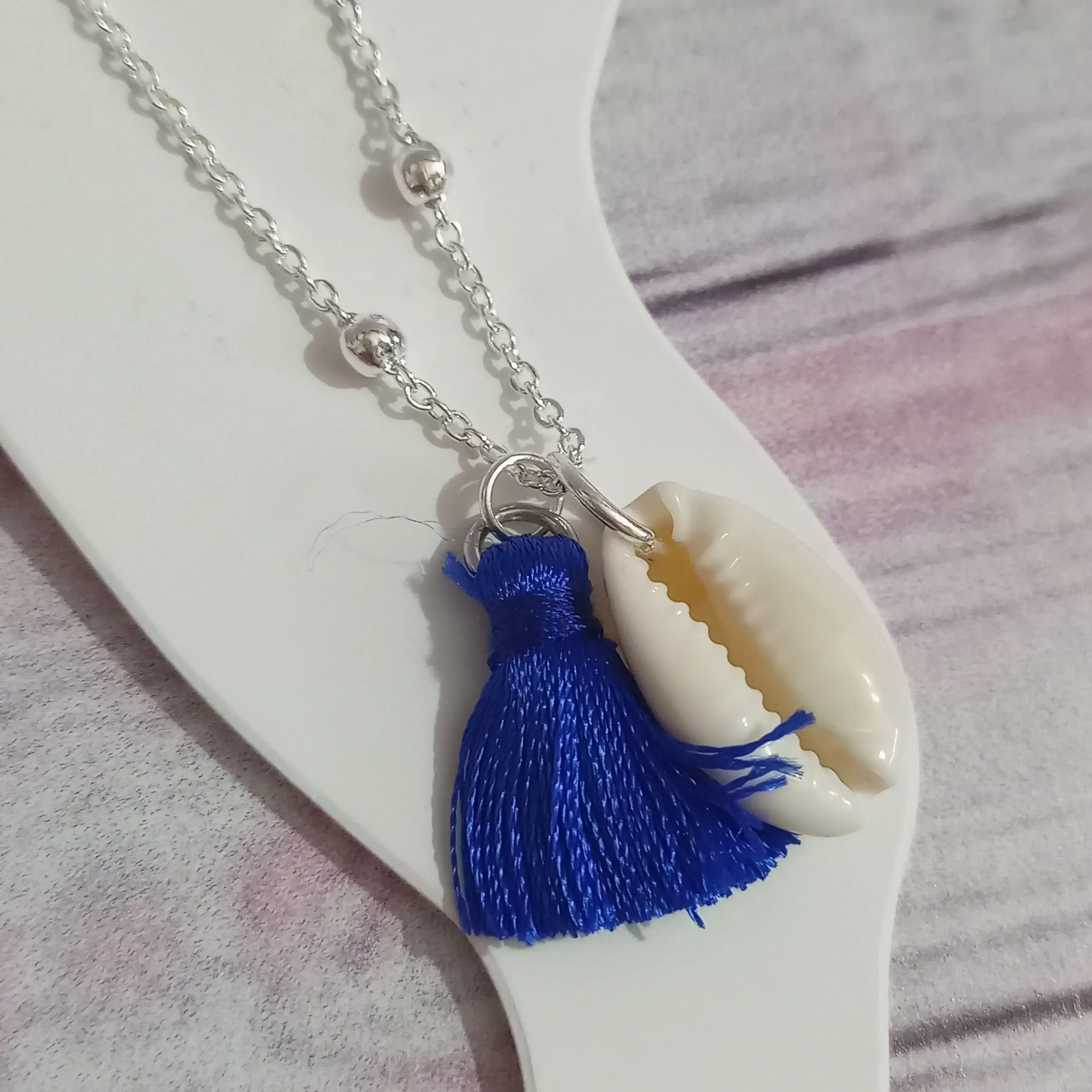 Tobillera con caracol y borla 📿 azul 🌊🌊 2