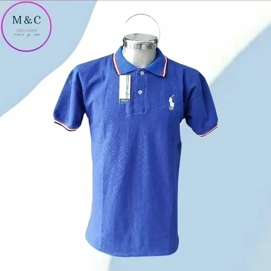 Playera Polo Talla G diseño en cuello y mangas 5