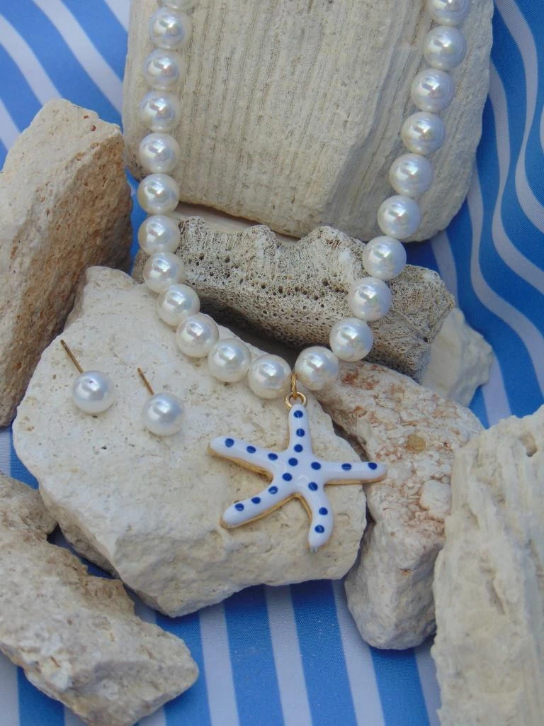 JUEGO ACERO DOR PERLAS MAXI ESTRELLA BLANCA 2