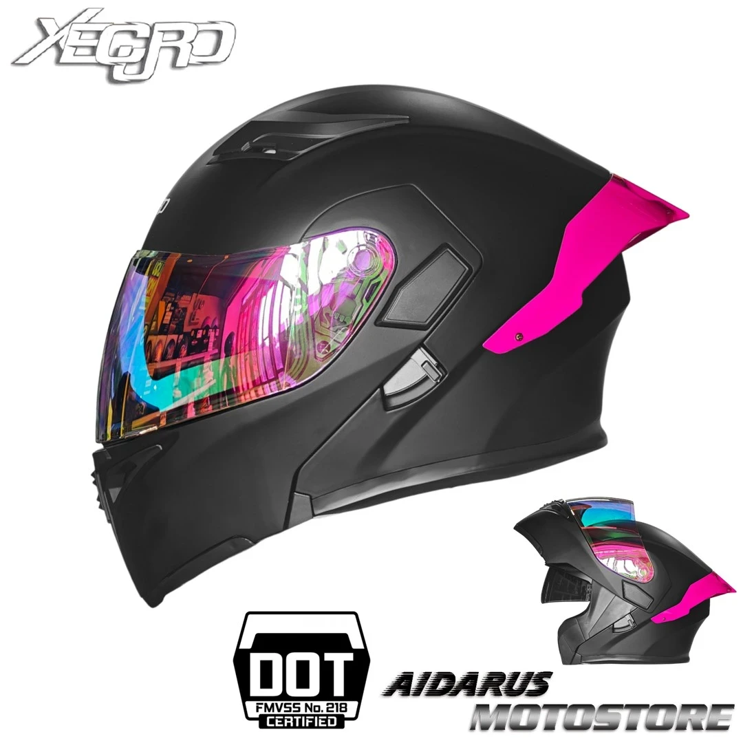 CASCO XECURO XR920 NEGRO MATE REVO ROSA